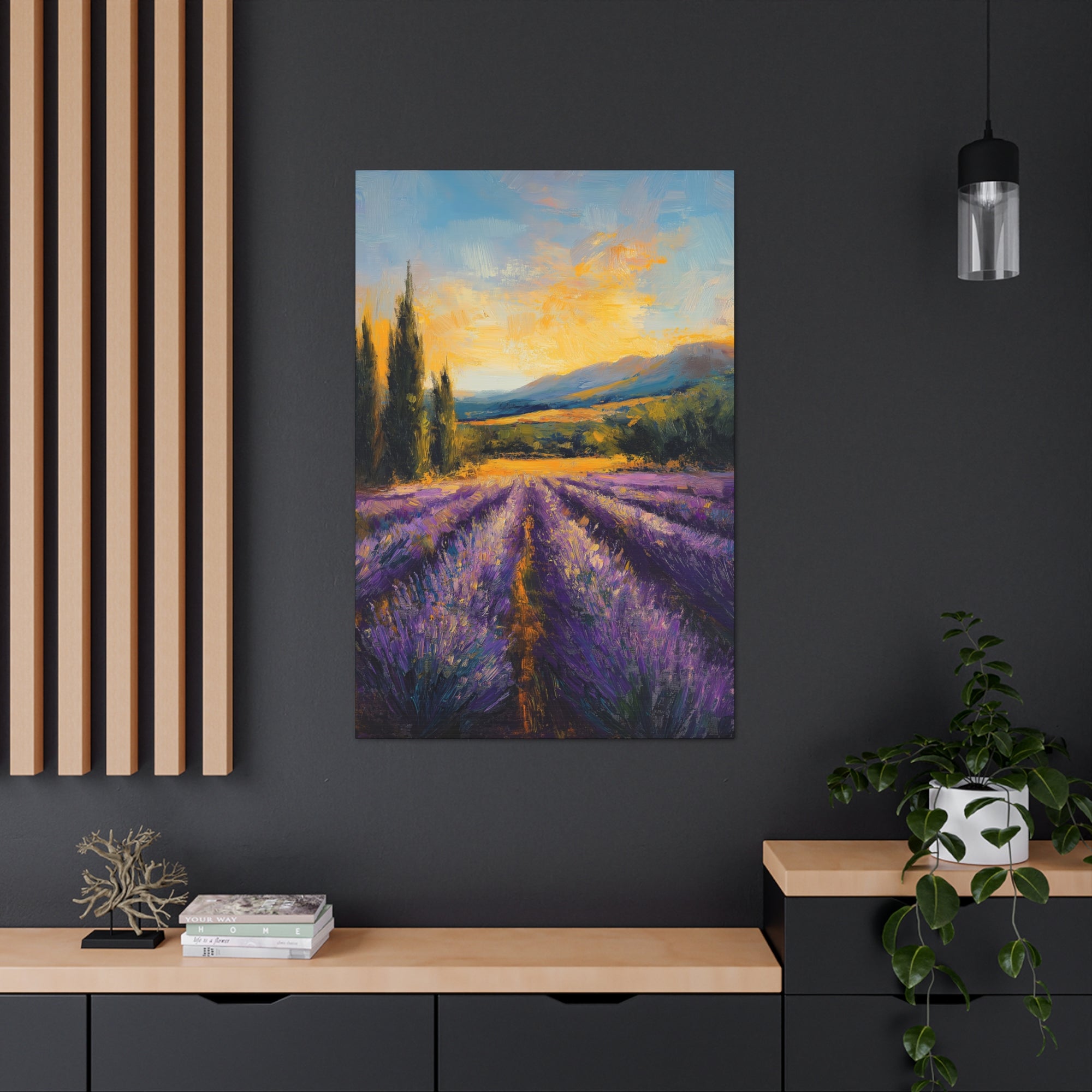 Impressionist Lavender Fields Canvas Wall Art - SynthFrame