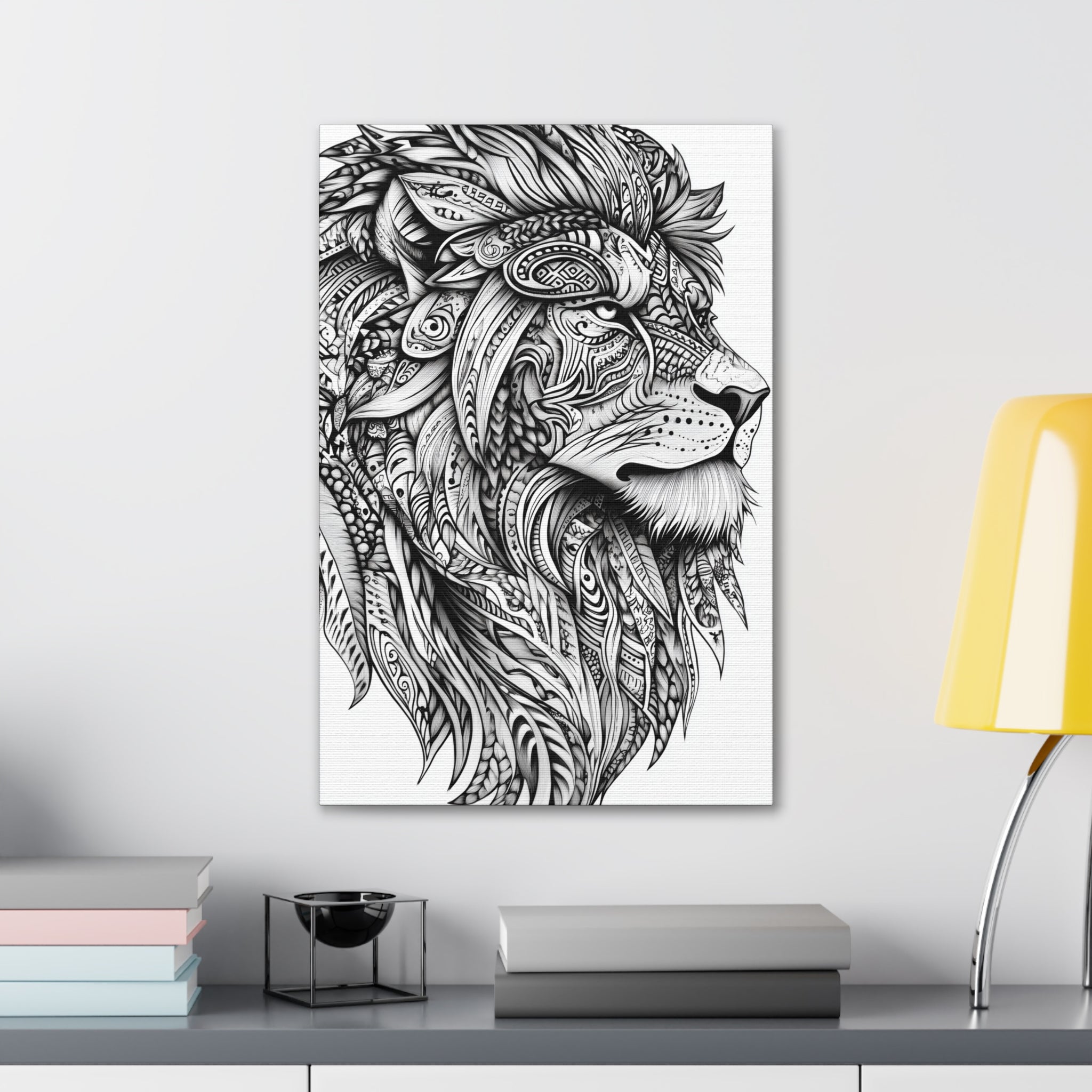 Zentangle Lion Canvas Wall Art - SynthFrame