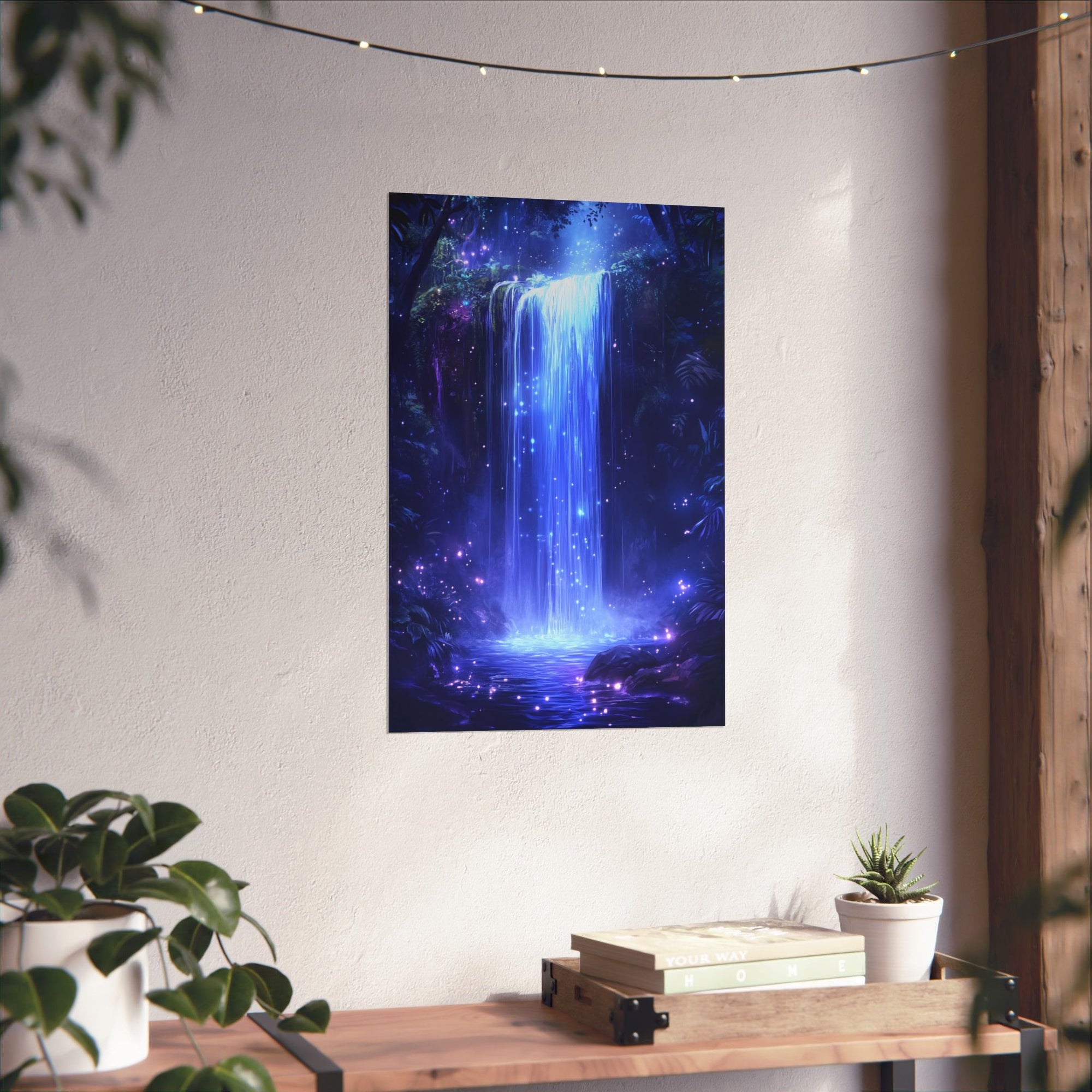 Enchanted Waterfall Oasis Poster Wall Art - SynthFrame