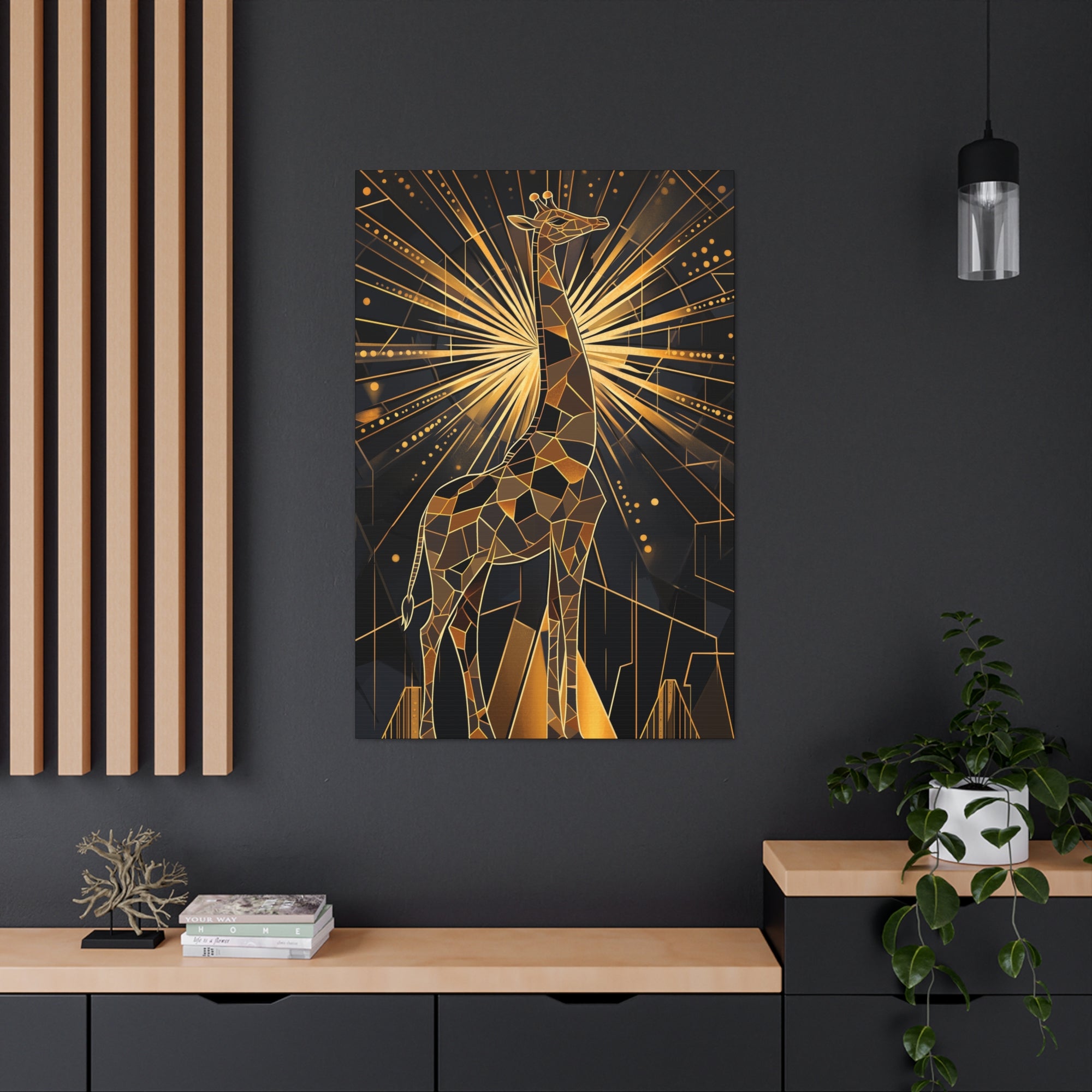 Gilded Giraffe Canvas Wall Art - SynthFrame