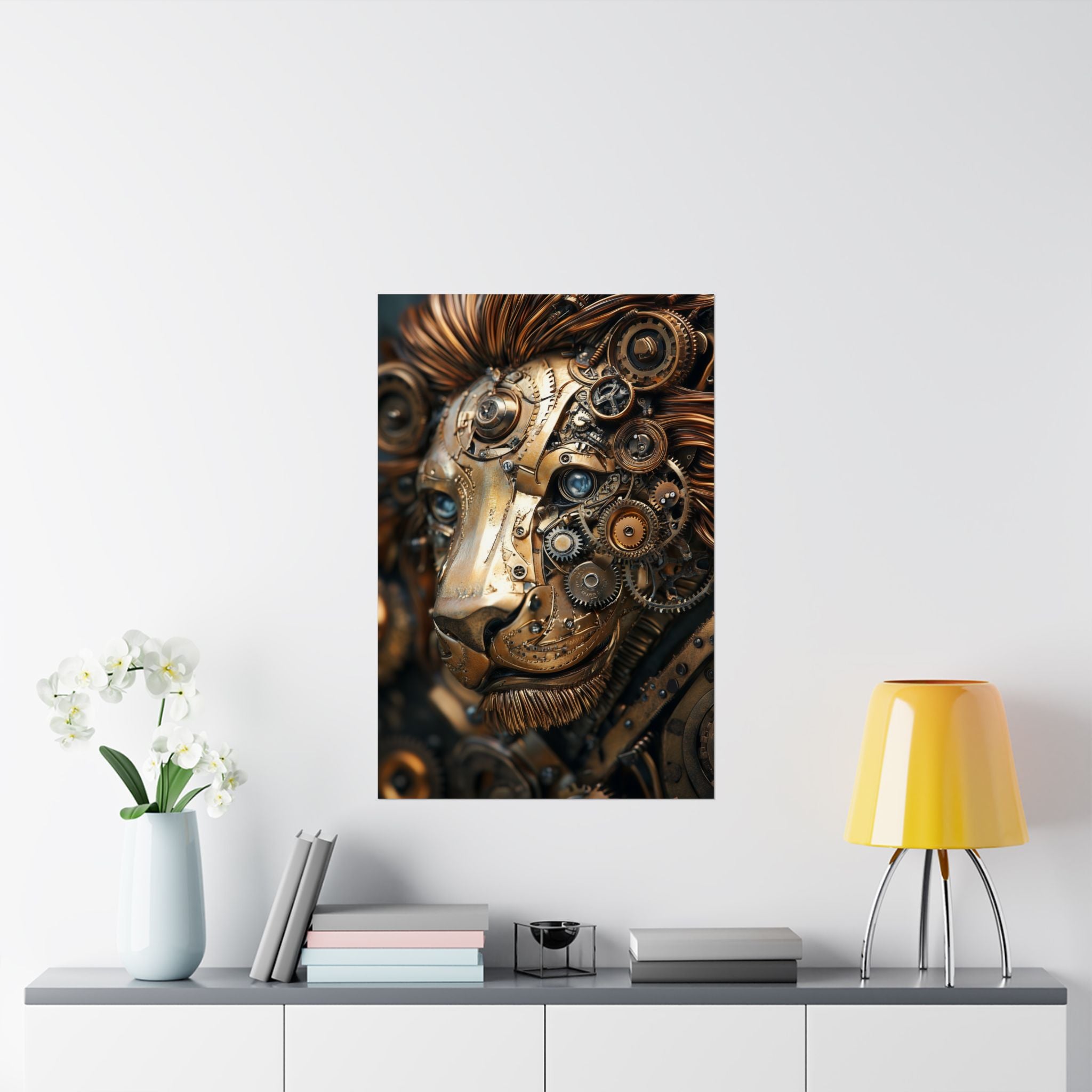 Steampunk Lion: Mechanical Marvel Poster