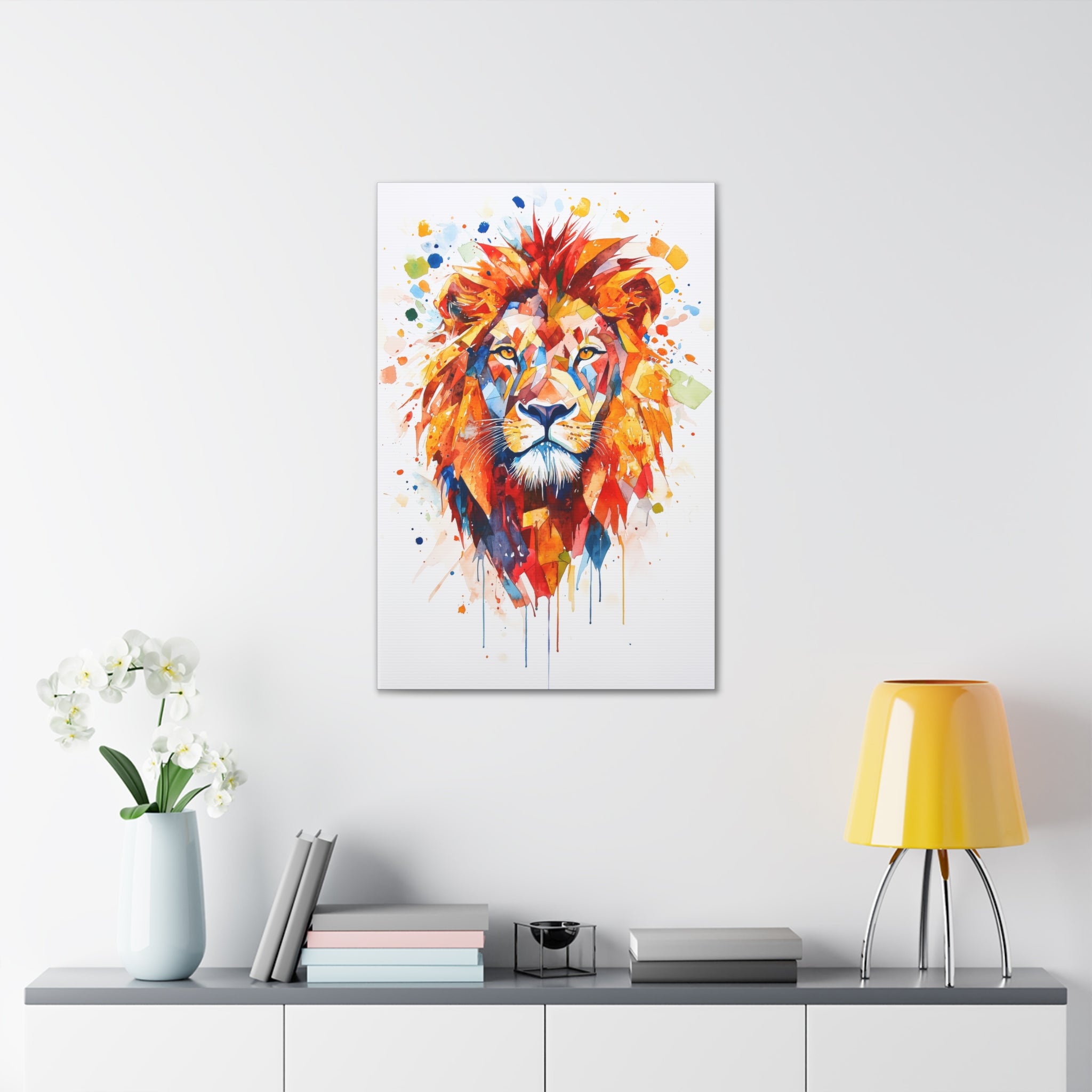 Watercolor Lion Canvas Wall Art - SynthFrame