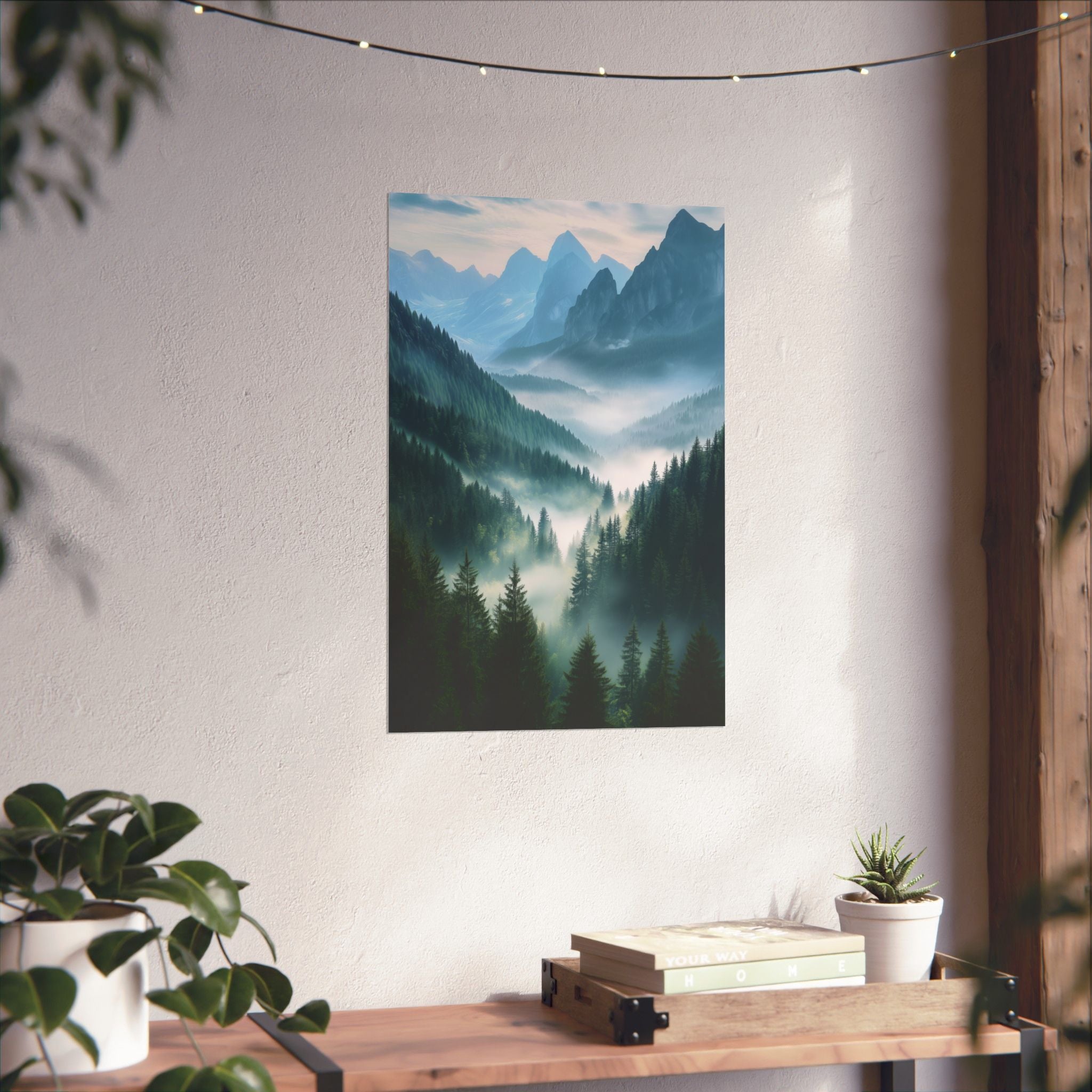 Misty Mountain Dreamscape Poster Wall Art - SynthFrame