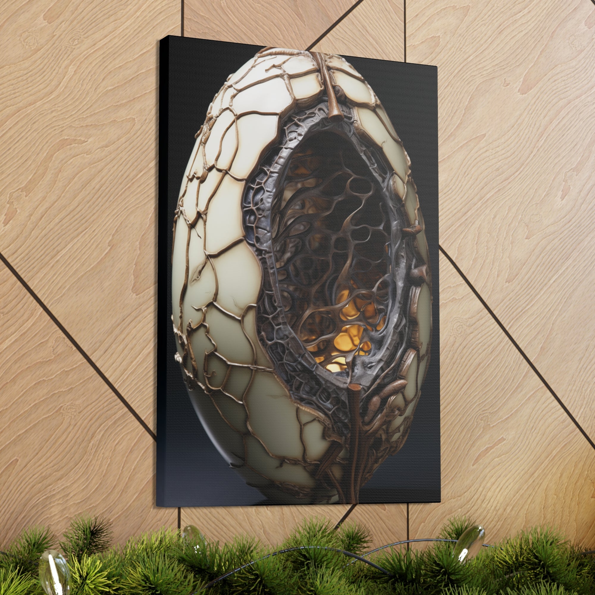 White Alien Egg 6 Canvas Wall Art - SynthFrame