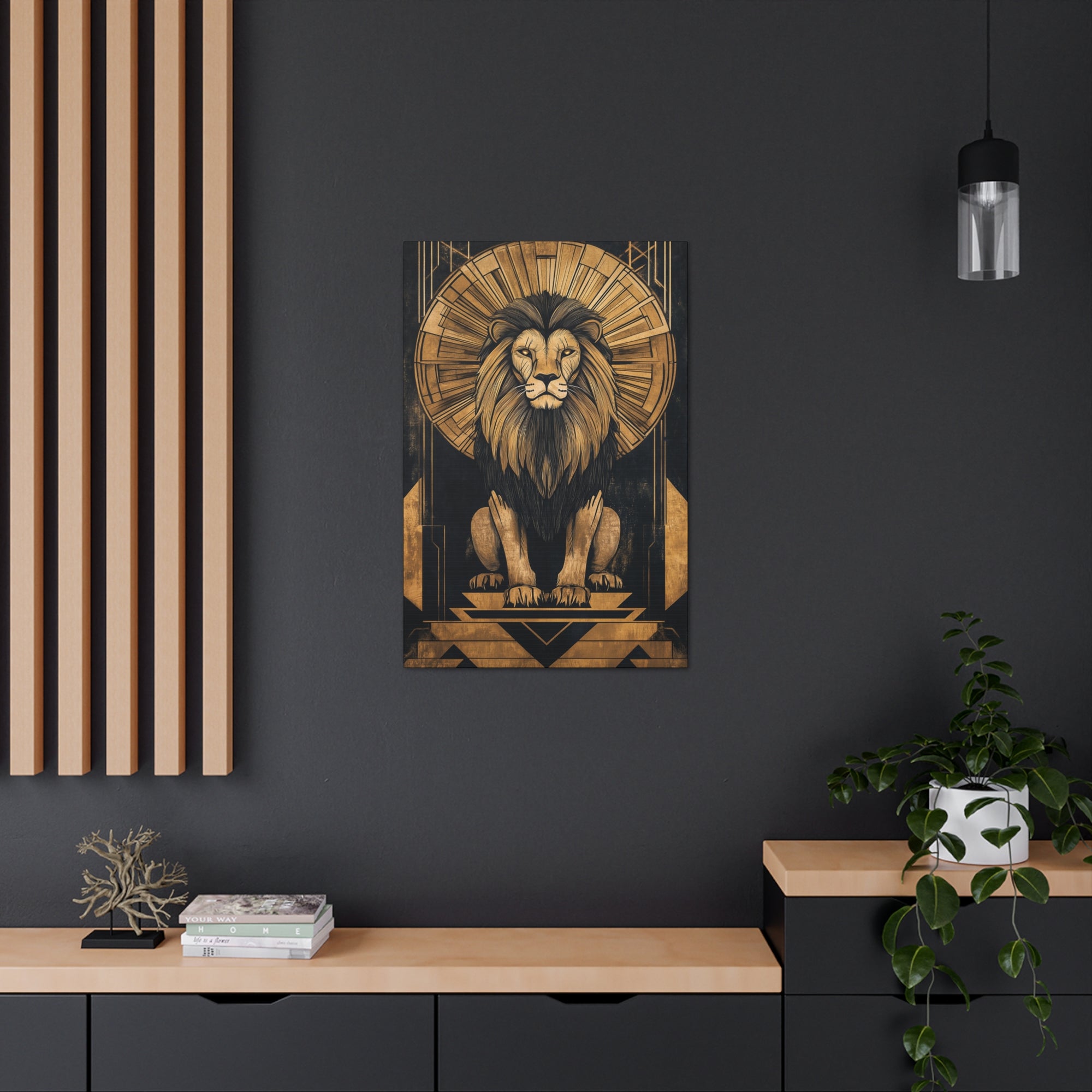 Gilded Lion Canvas Wall Art - SynthFrame