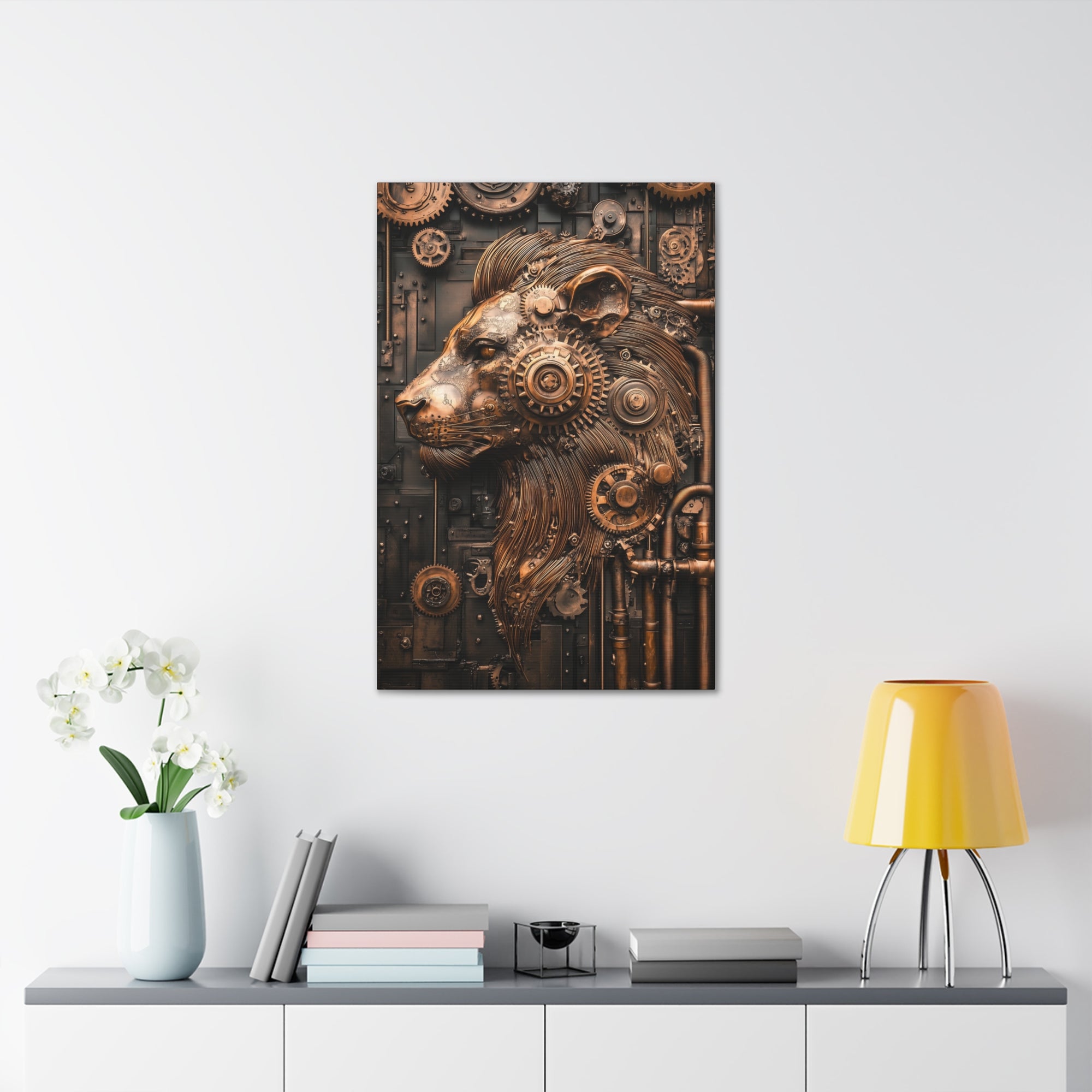 Steampunk Lion Canvas Wall Art - SynthFrame