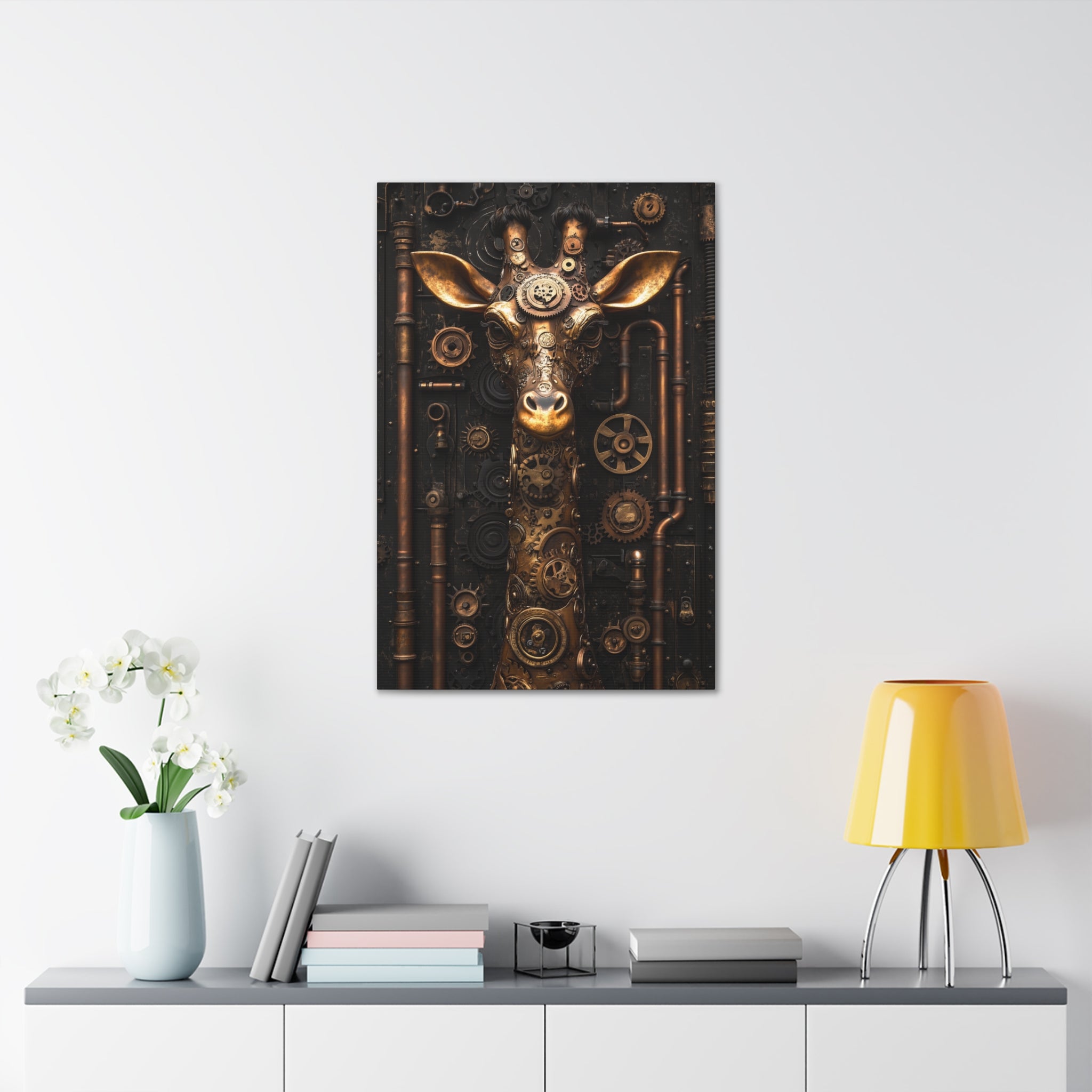 Steampunk Giraffe Canvas Wall Art - SynthFrame