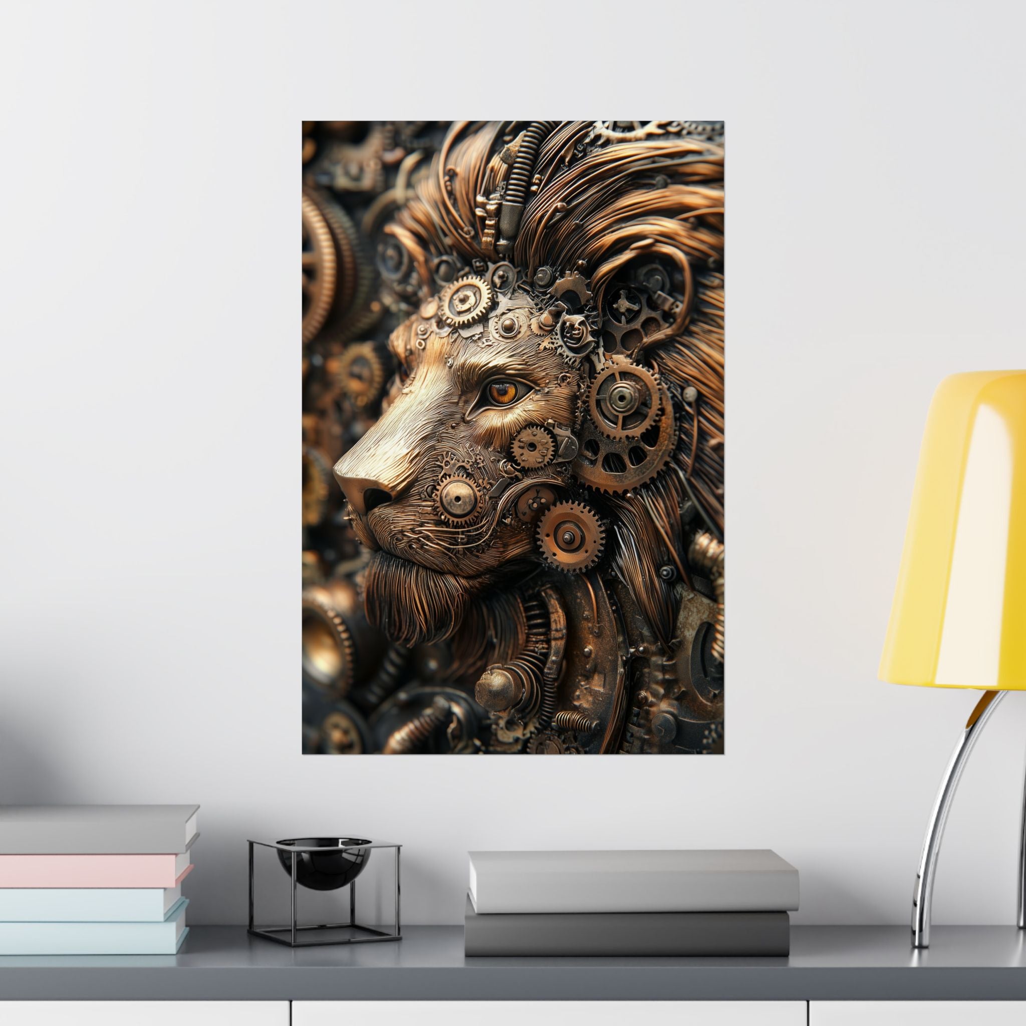 Steampunk Lion: Mechanical Marvel Poster