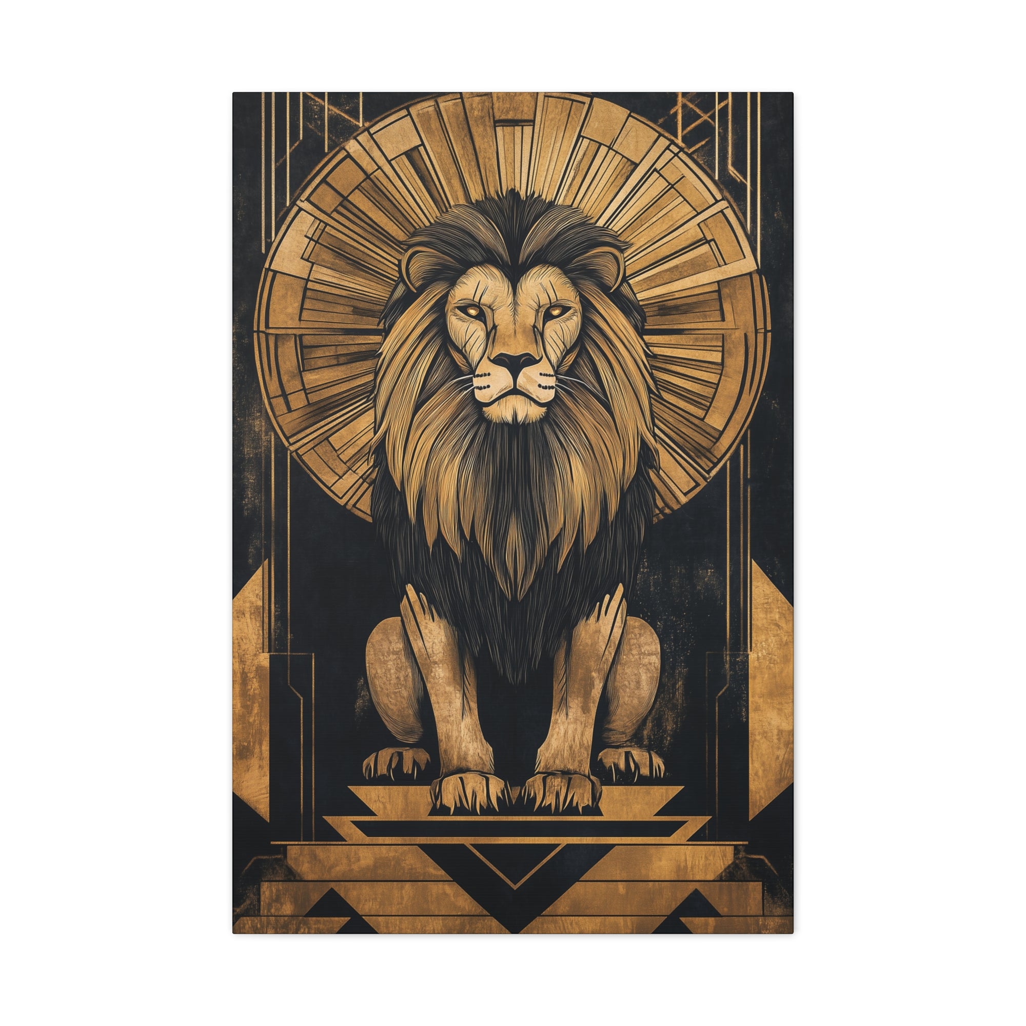 Gilded Lion Canvas Wall Art - SynthFrame