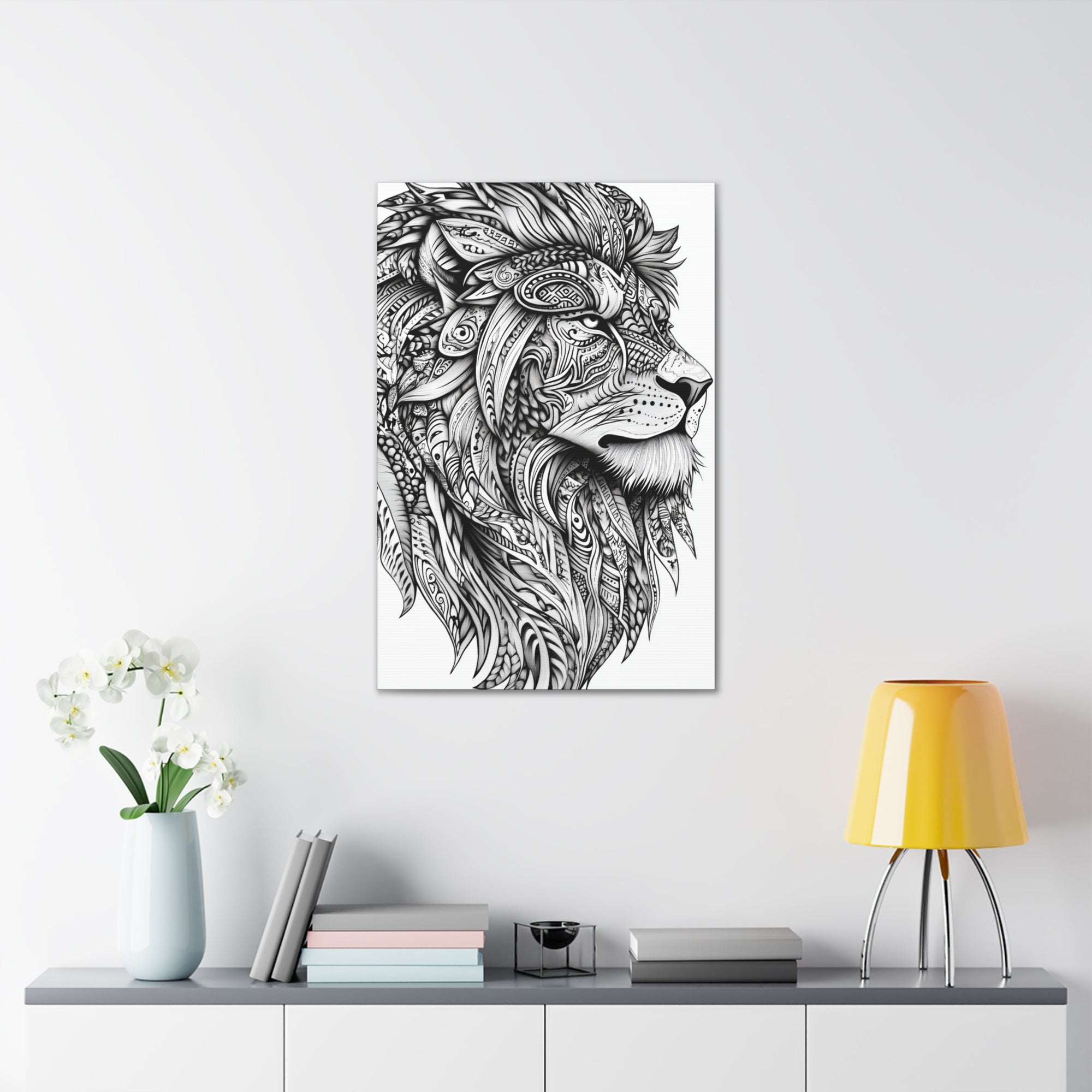 Zentangle Lion Canvas Wall Art - SynthFrame