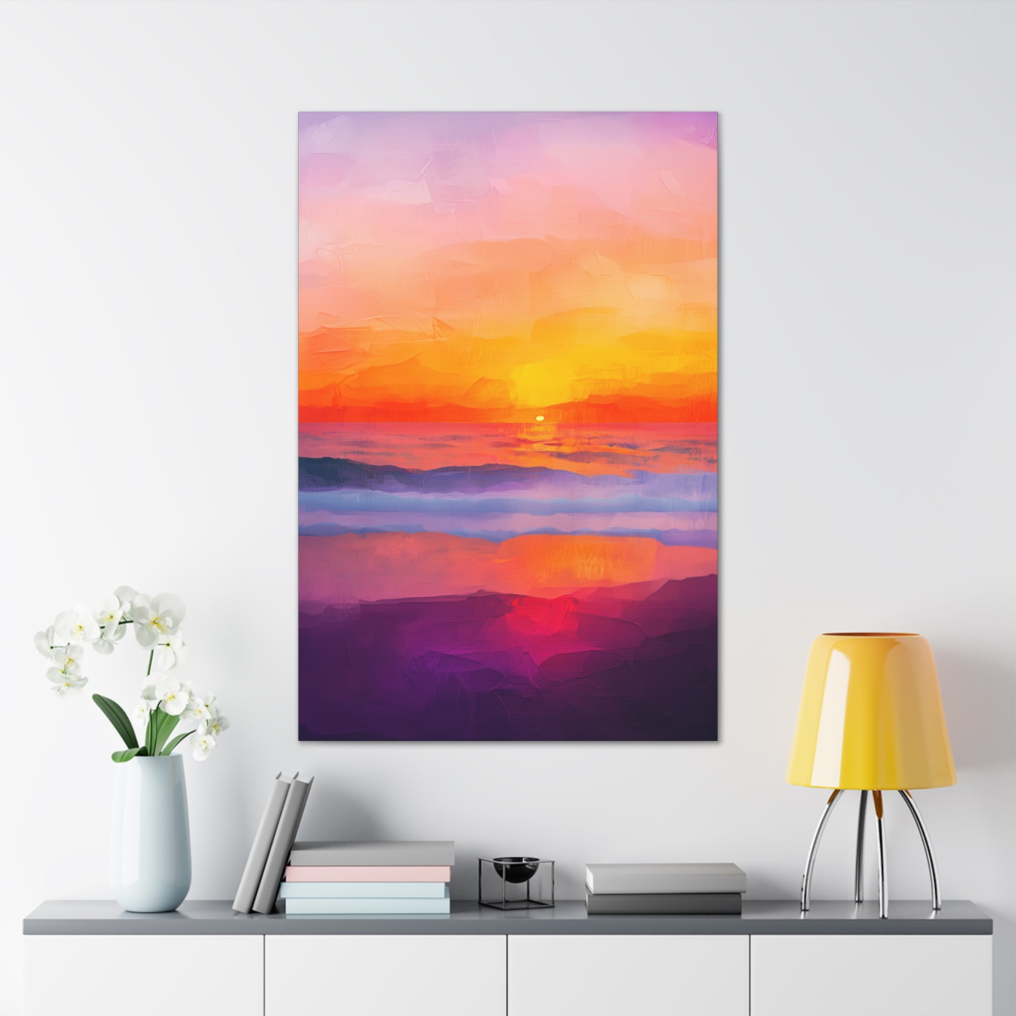 Abstract Coastal Sunset Canvas Wall Art - SynthFrame