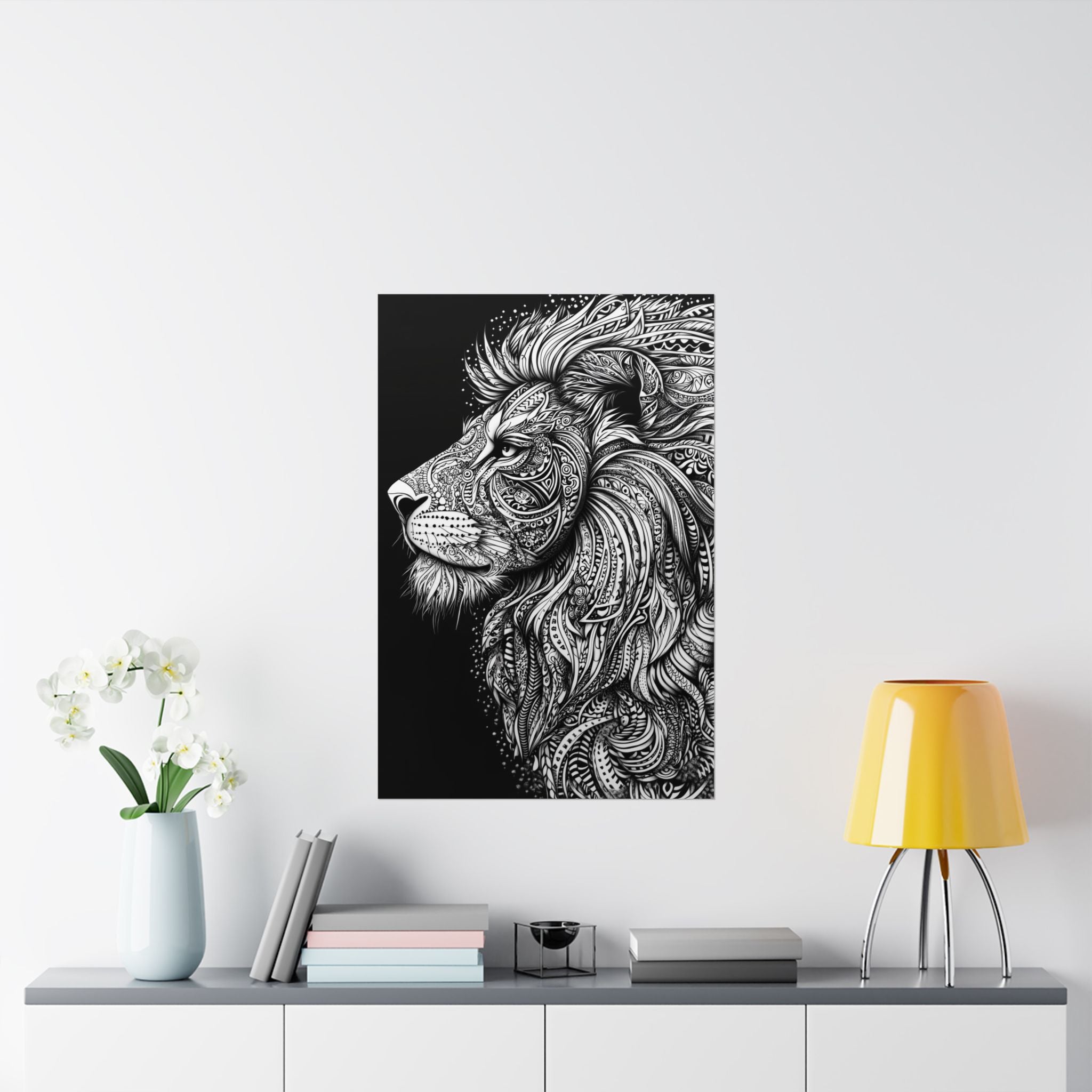 Zentangle Lion Poster