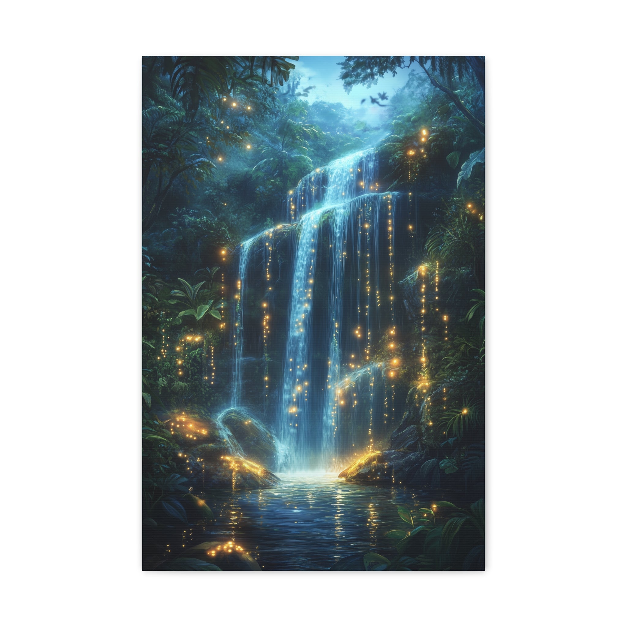 Enchanted Waterfall Oasis Canvas Wall Art - SynthFrame