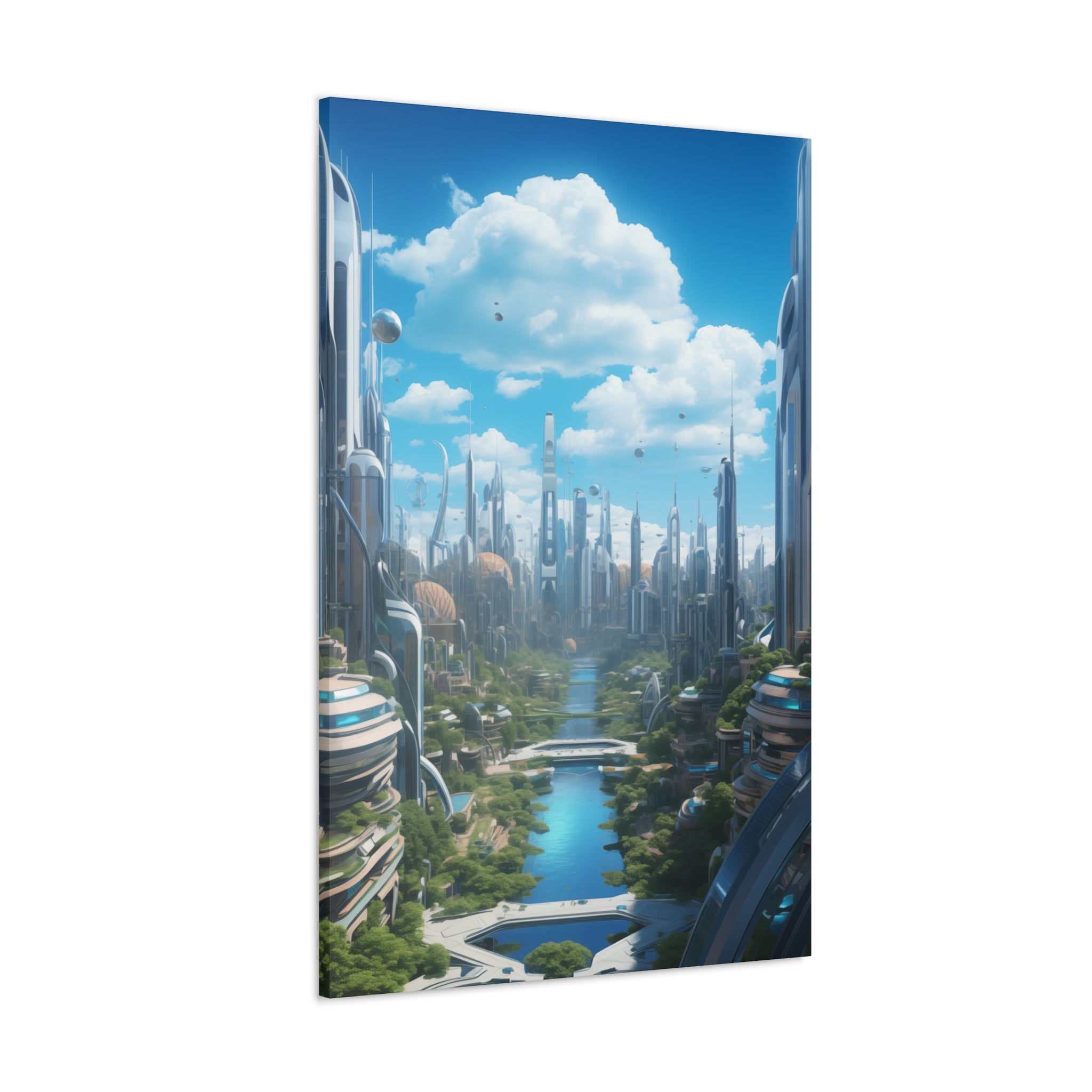 Futuristic Eco City 4 Canvas Wall Art - SynthFrame