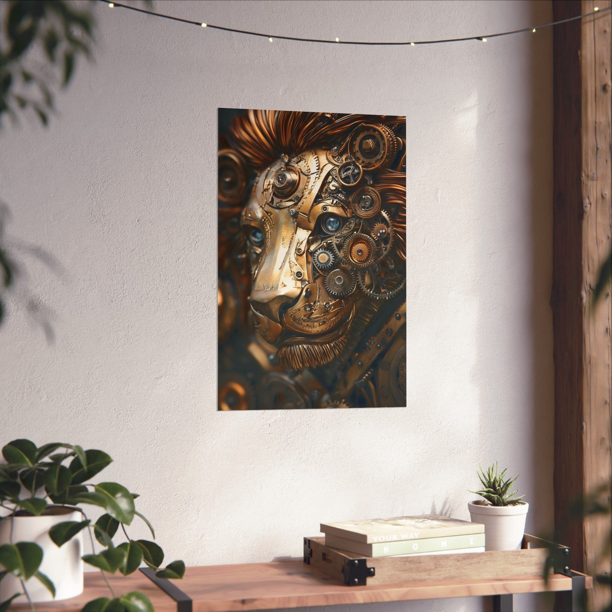 Steampunk Lion: Mechanical Marvel Poster