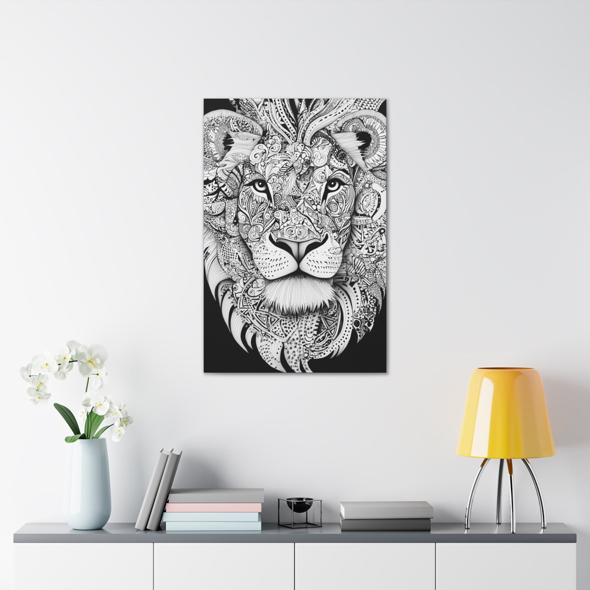 Zentangle Lion Canvas Wall Art - SynthFrame