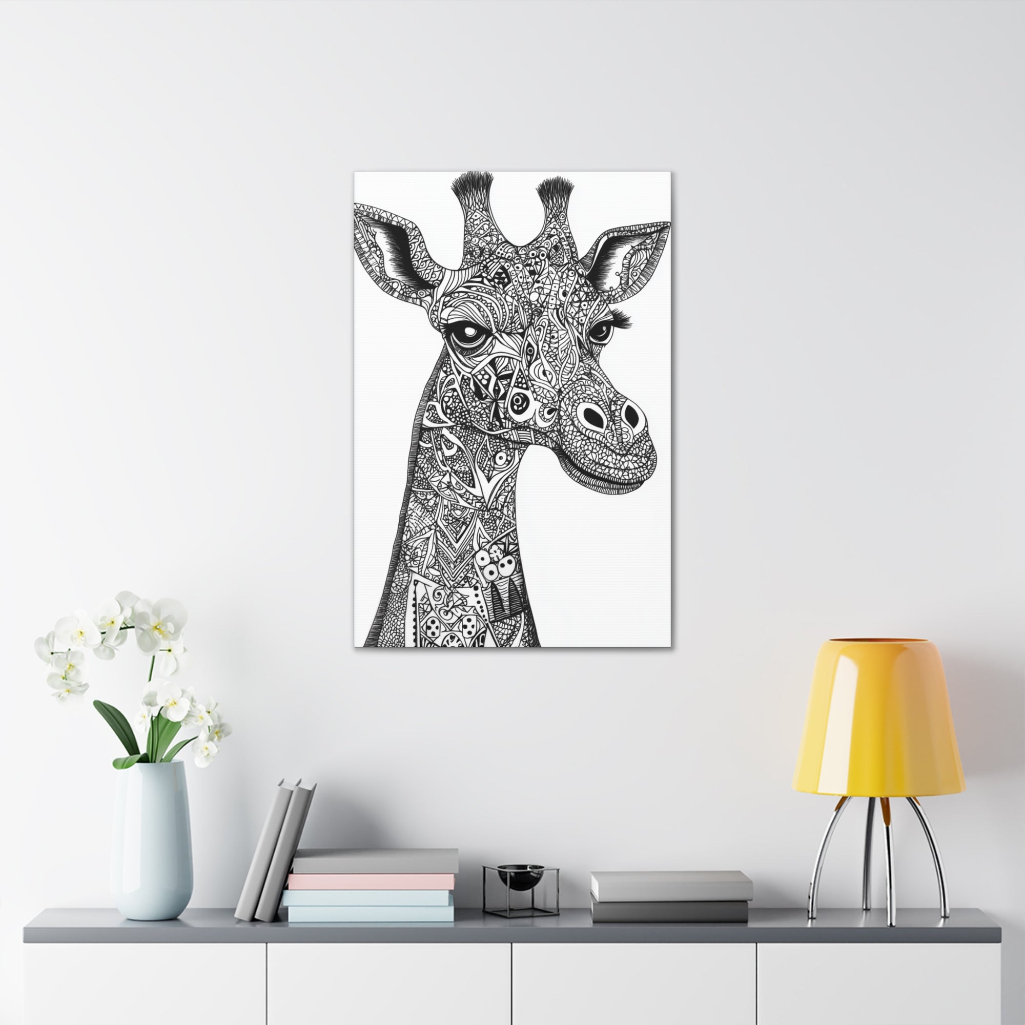 Zentangle Giraffe Canvas Wall Art - SynthFrame