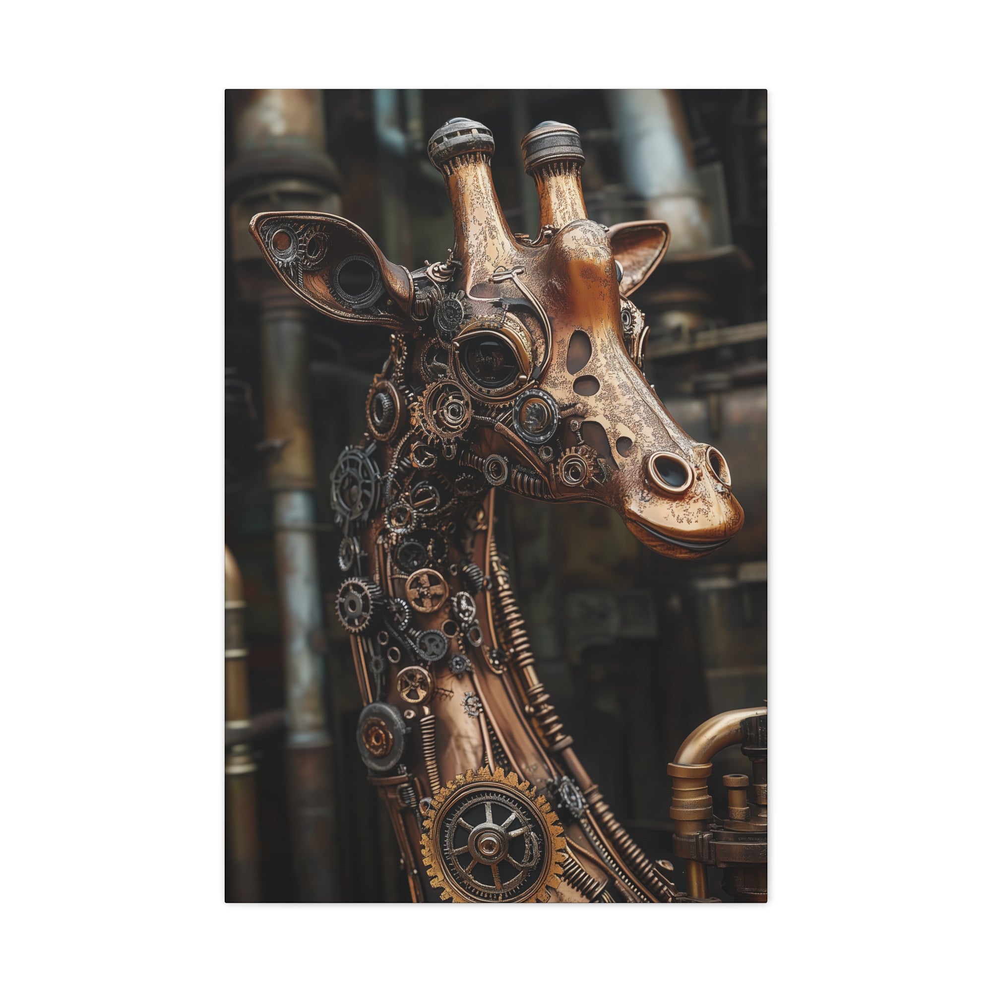 Steampunk Giraffe Canvas Wall Art - SynthFrame