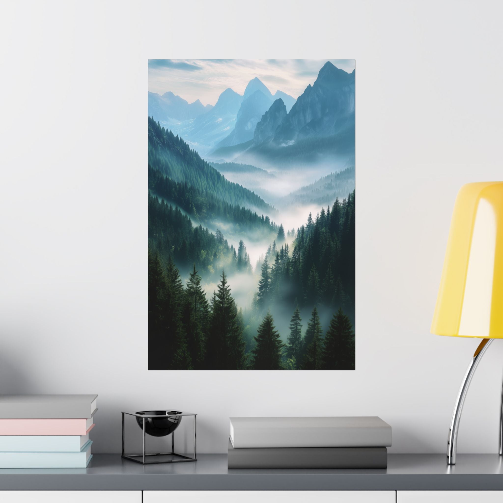 Misty Mountain Dreamscape Poster Wall Art - SynthFrame