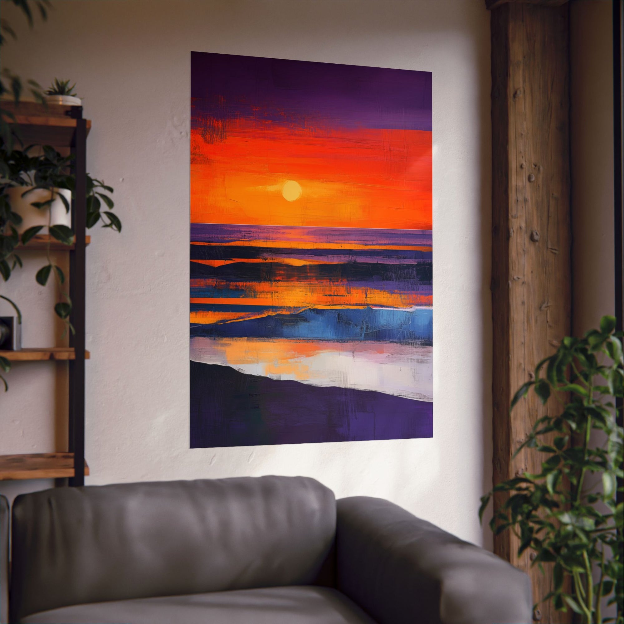 Abstract Coastal Sunset Poster Wall Art - SynthFrame