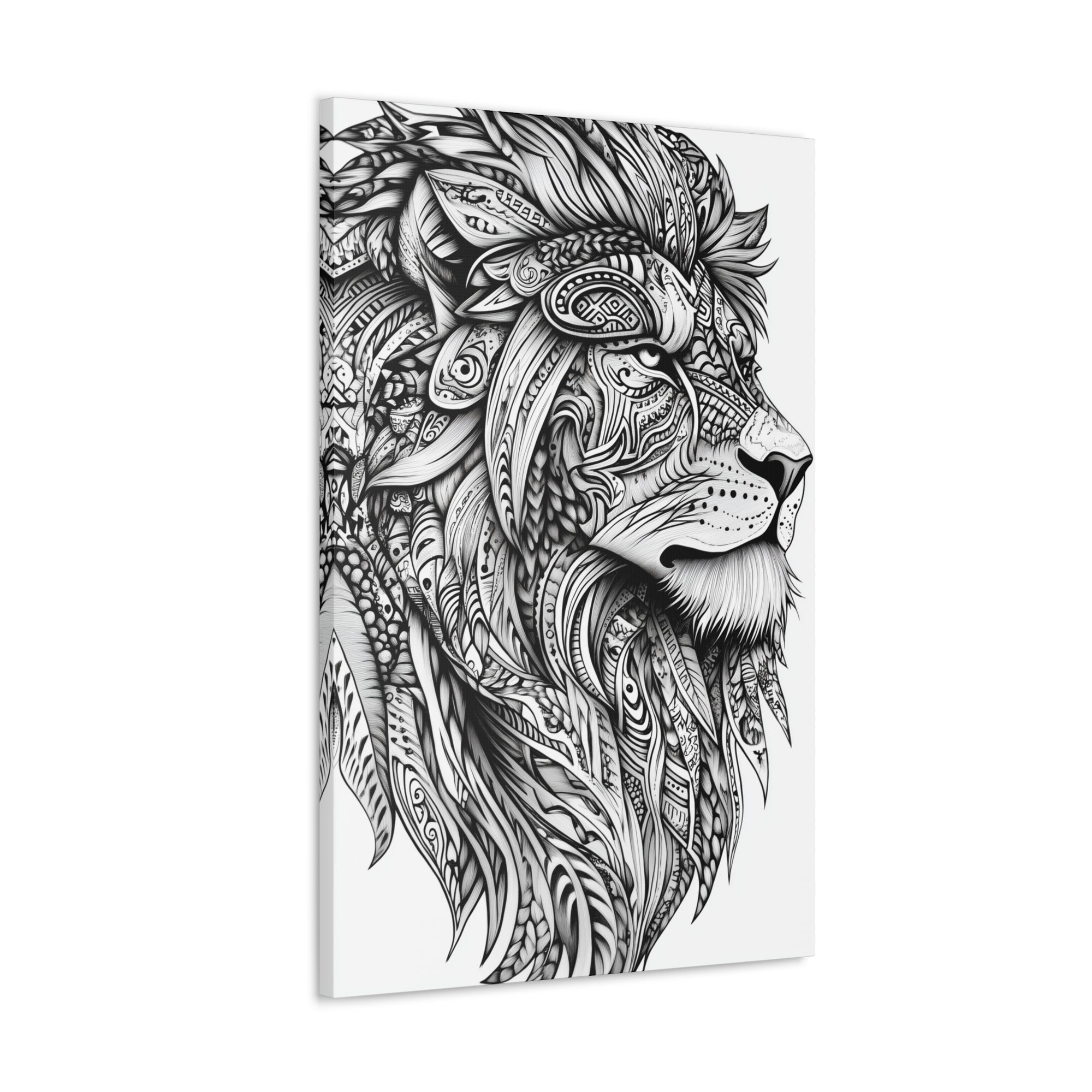 Zentangle Lion Canvas Wall Art - SynthFrame