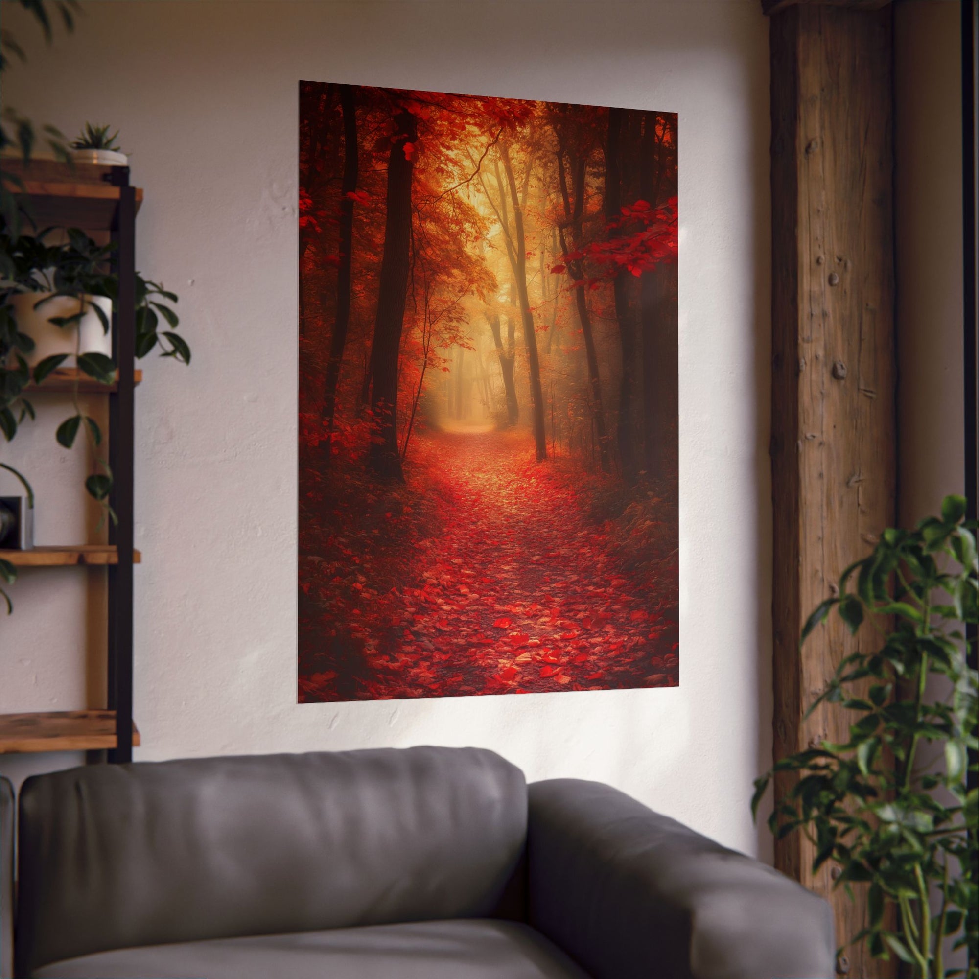 Autumn Forest Path Poster Wall Art - SynthFrame