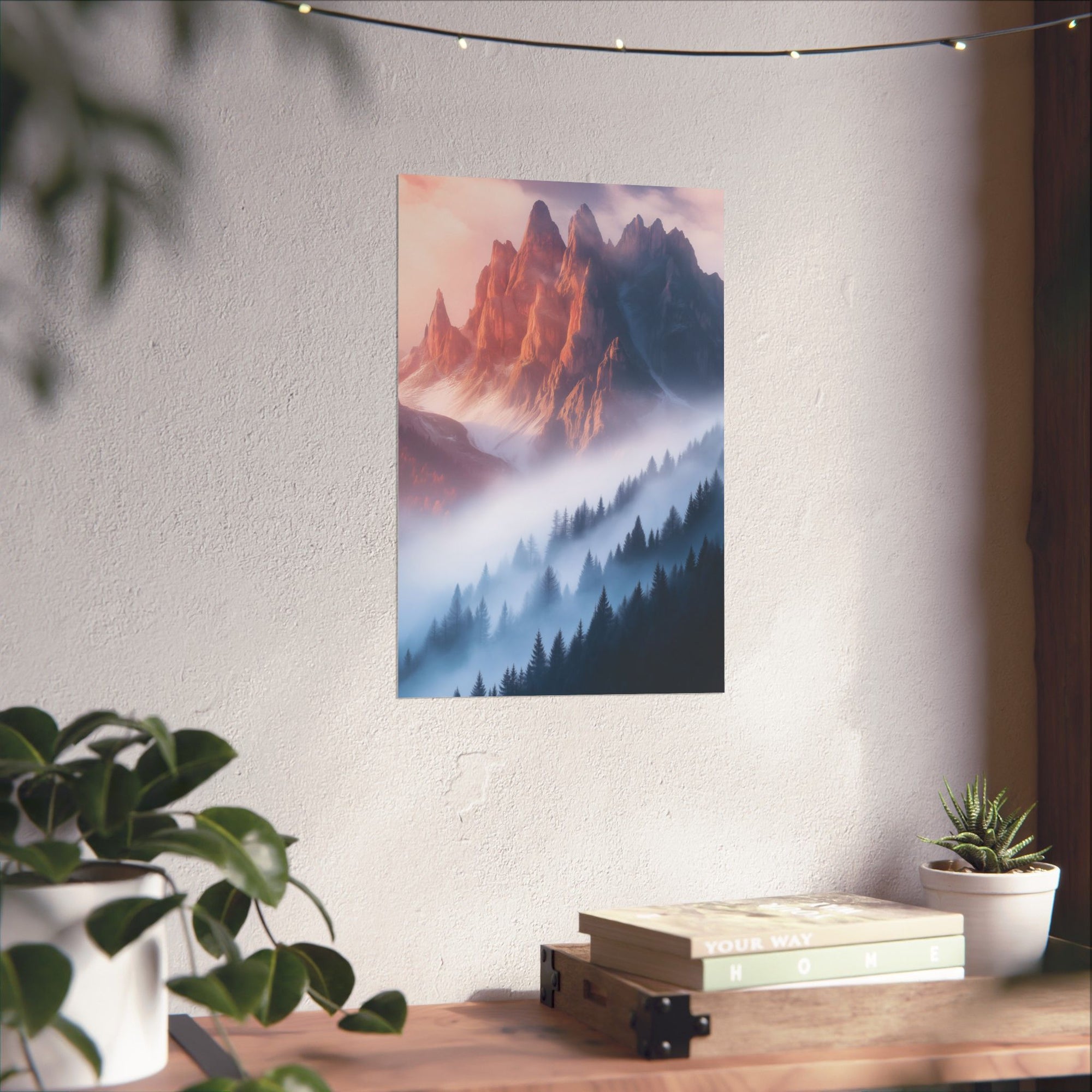 Misty Mountain Dreamscape Poster Wall Art - SynthFrame