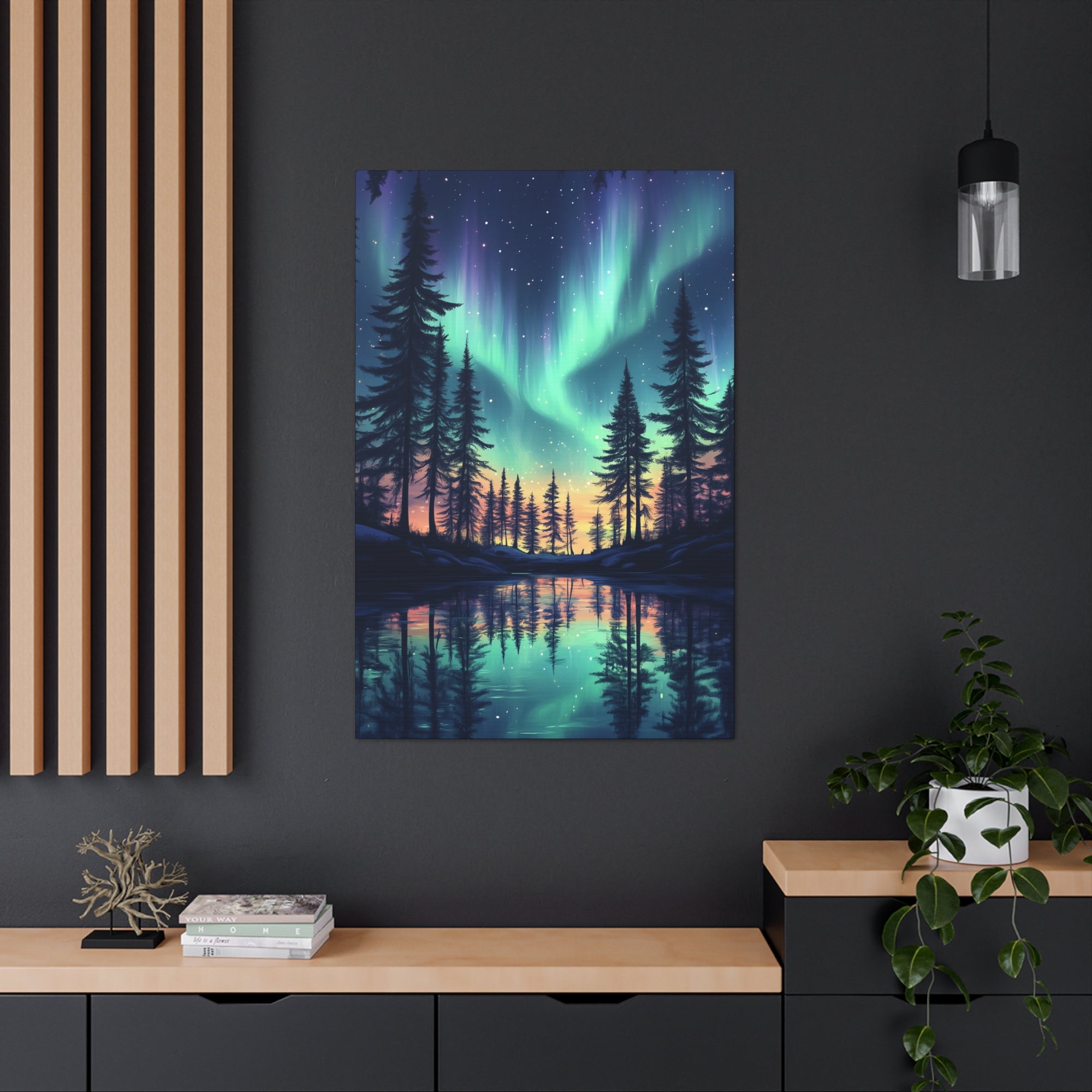 Northern Lights Wonder Canvas Wall Art - SynthFrame