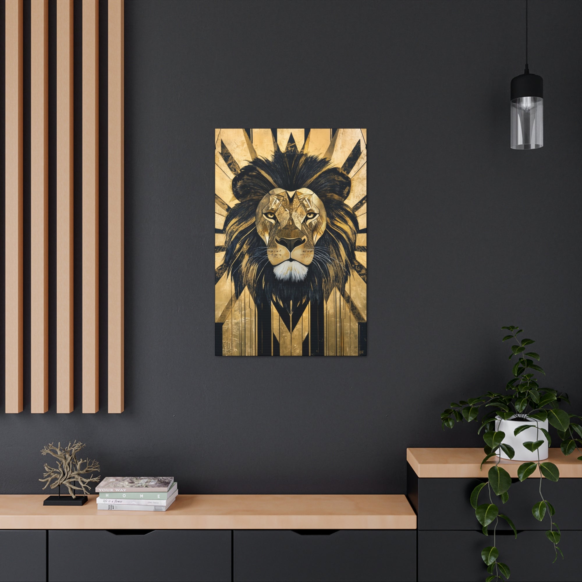 Gilded Lion Canvas Wall Art - SynthFrame