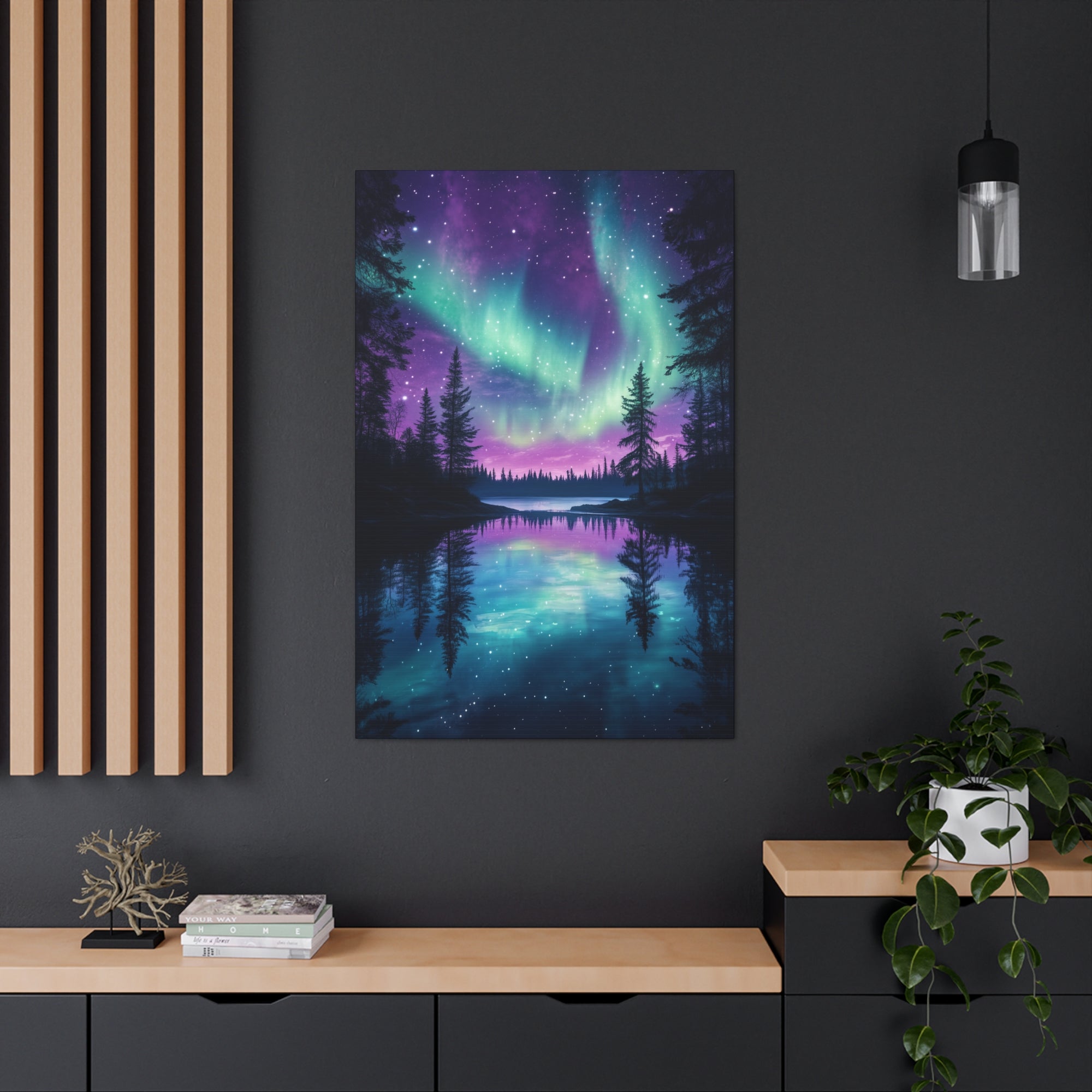 Northern Lights Wonder Canvas Wall Art - SynthFrame