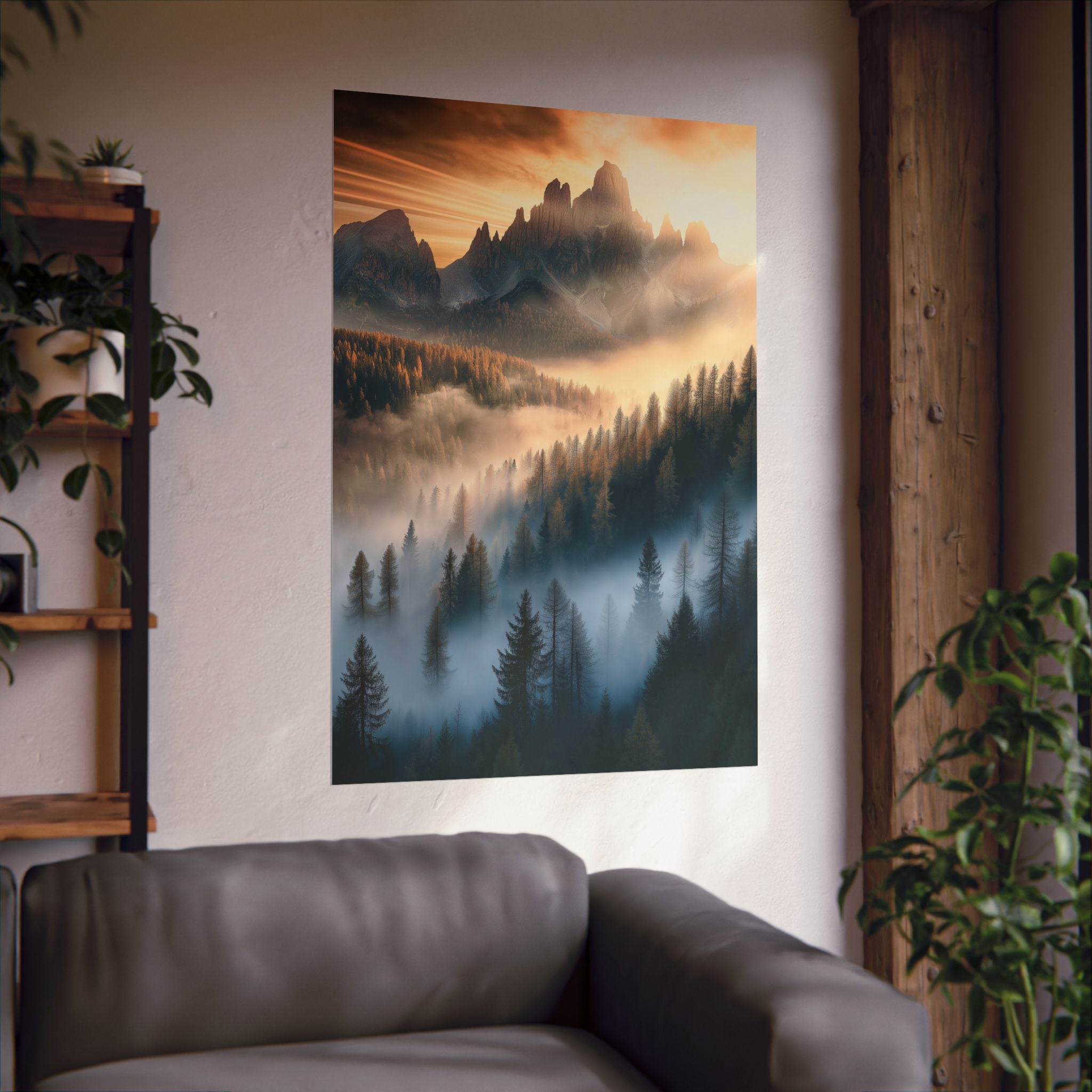 Misty Mountain Dreamscape Poster Wall Art - SynthFrame