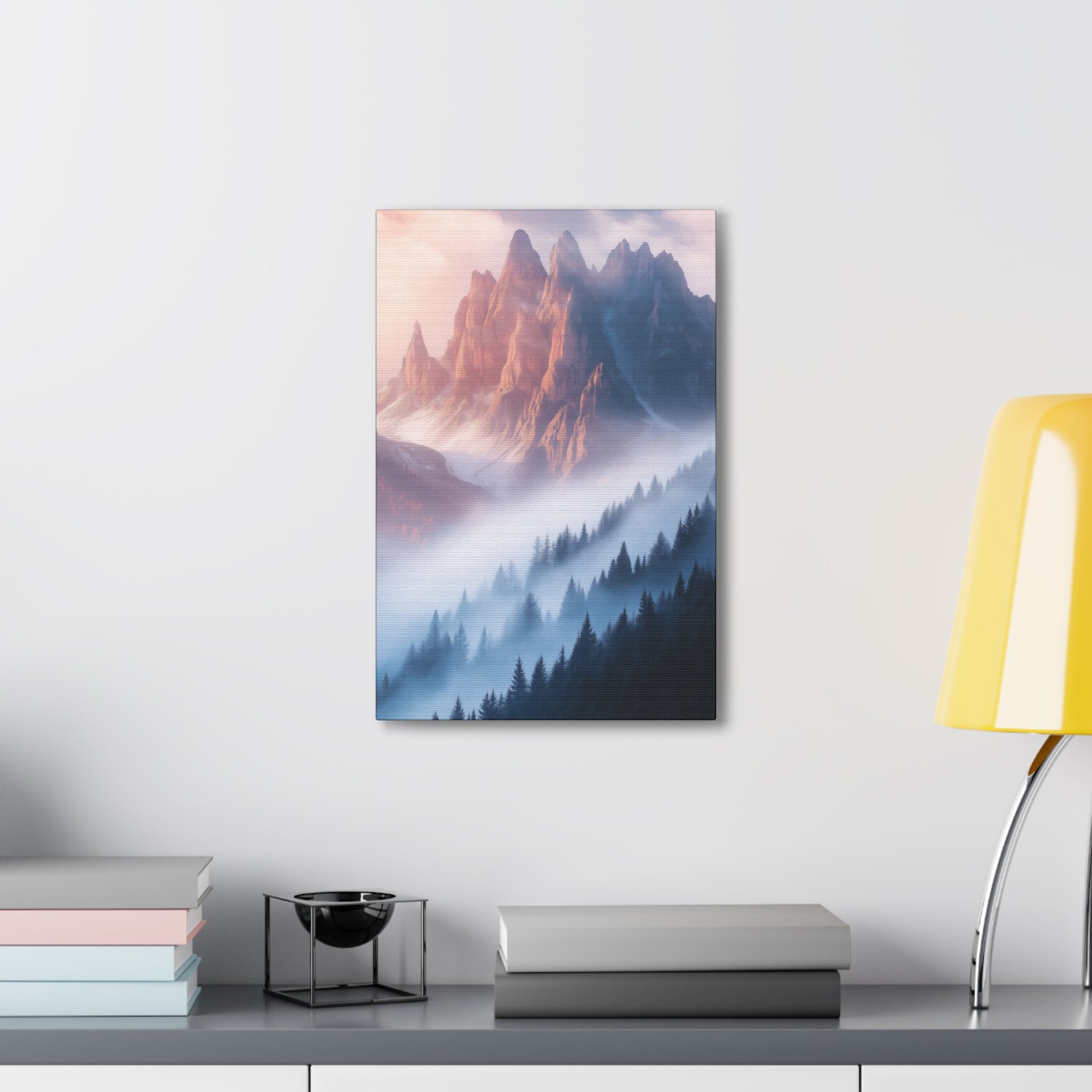 Misty Mountain Dreamscape Canvas Wall Art - SynthFrame