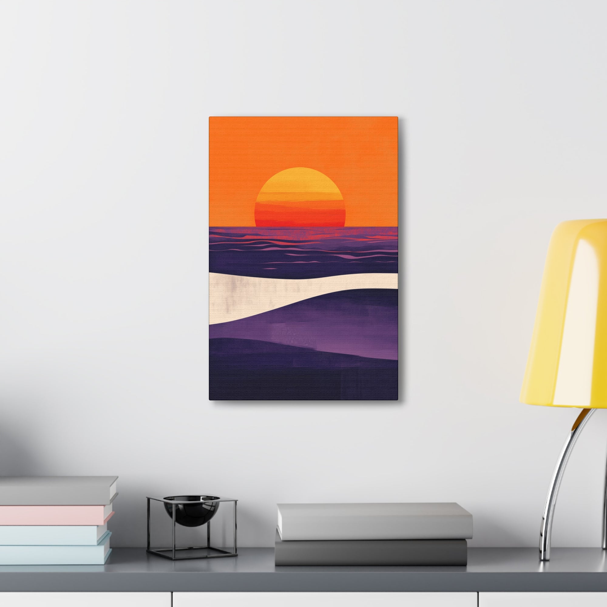 Abstract Coastal Sunset Canvas Wall Art - SynthFrame