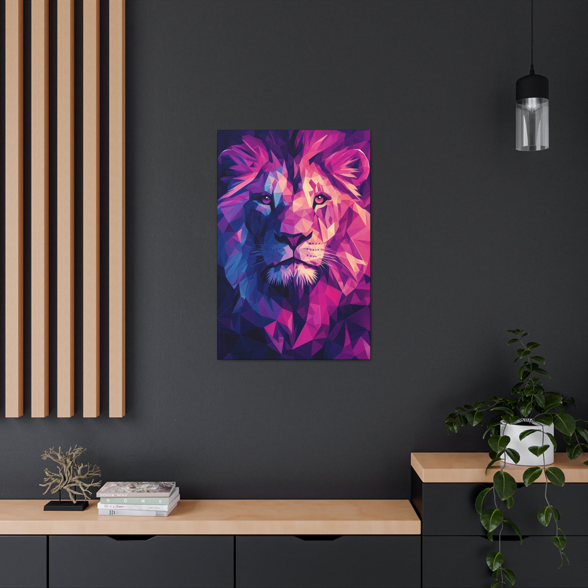 Neon Lion Canvas Wall Art - SynthFrame