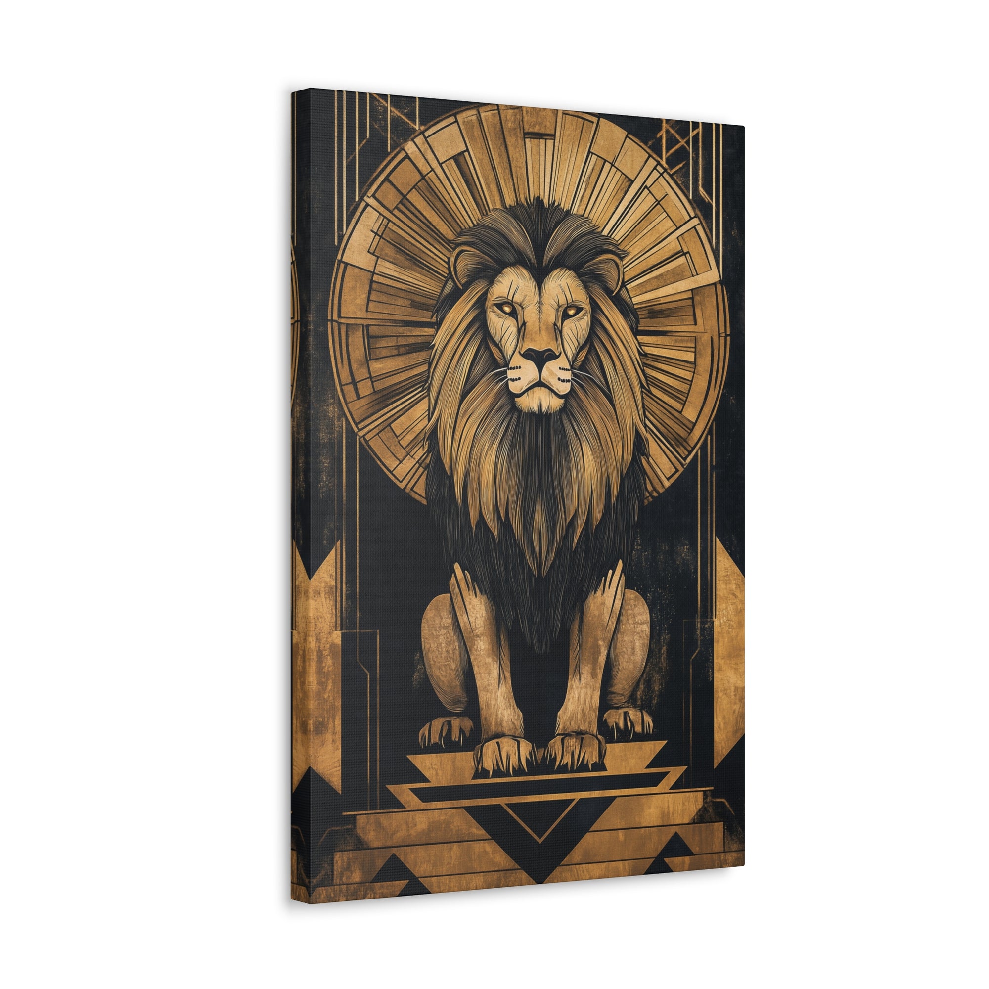 Gilded Lion Canvas Wall Art - SynthFrame