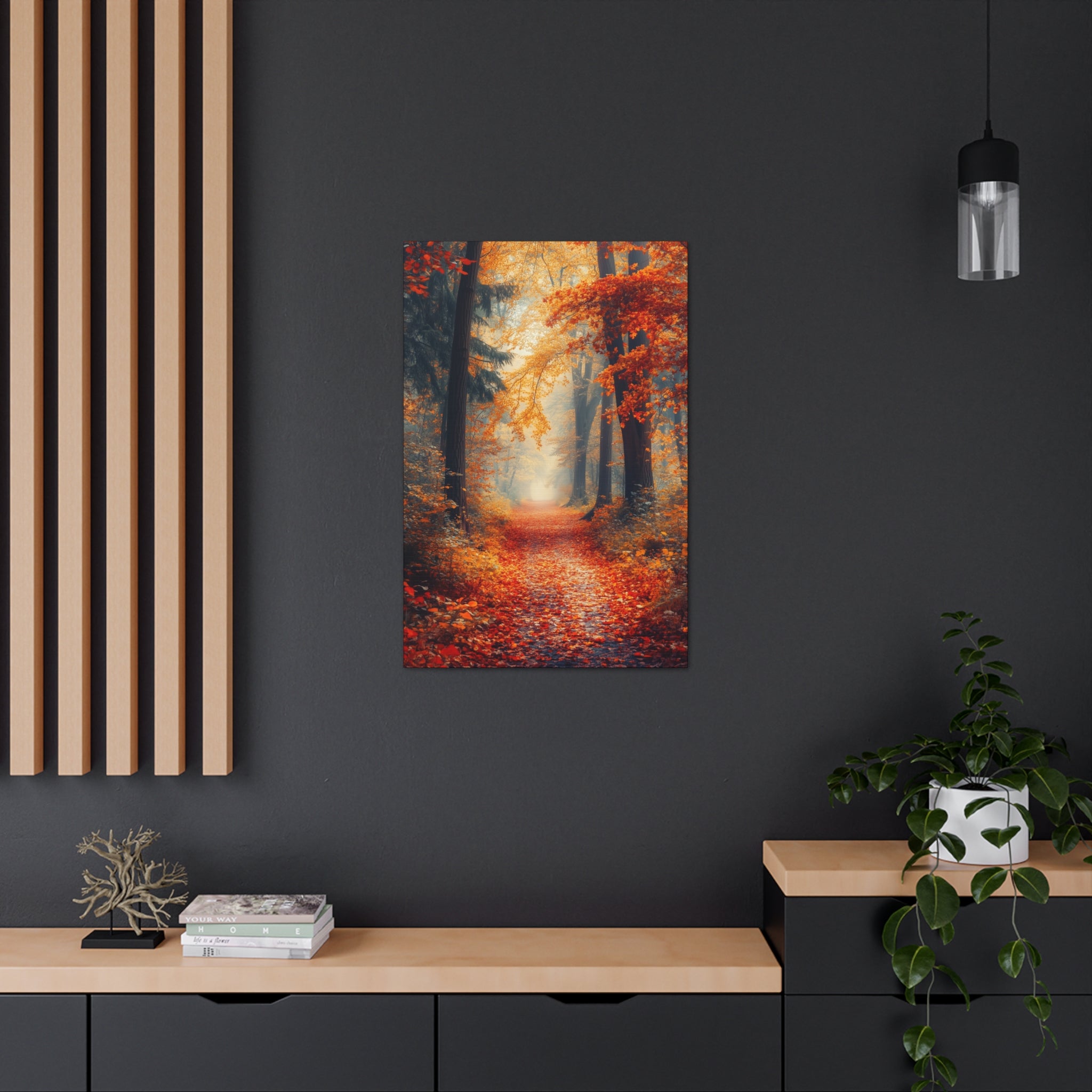 Autumn Forest Path Canvas Wall Art - SynthFrame