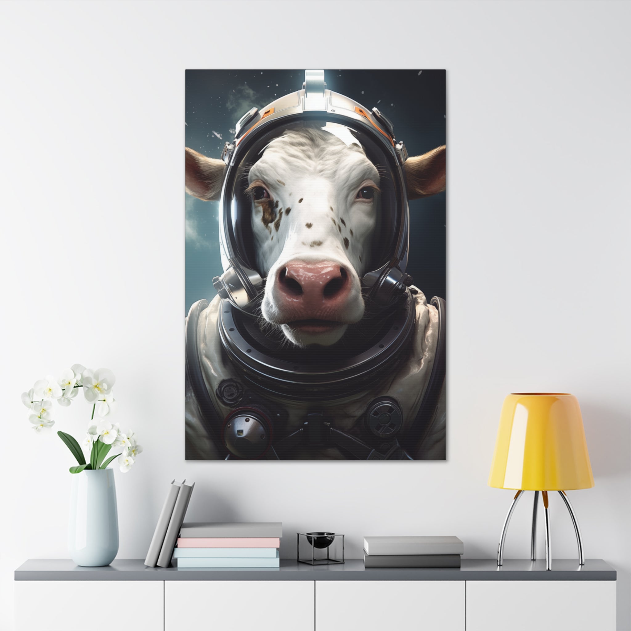 AstroCow 2 Canvas Wall Art - SynthFrame