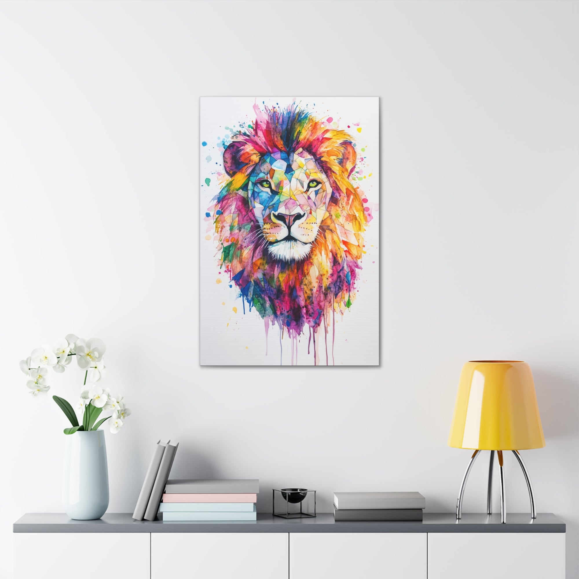 Watercolor Lion Canvas Wall Art - SynthFrame