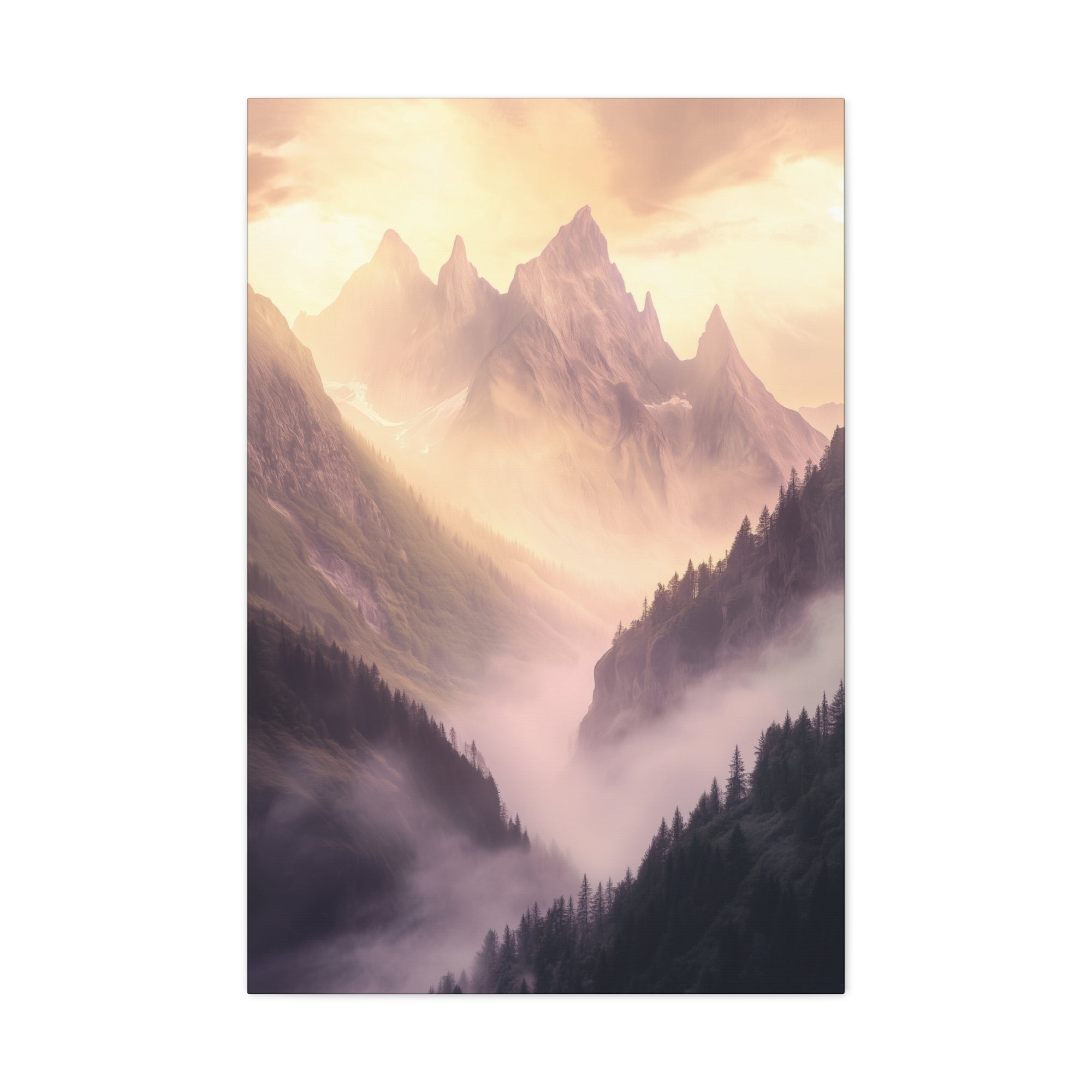 Misty Mountain Dreamscape Canvas Wall Art - SynthFrame