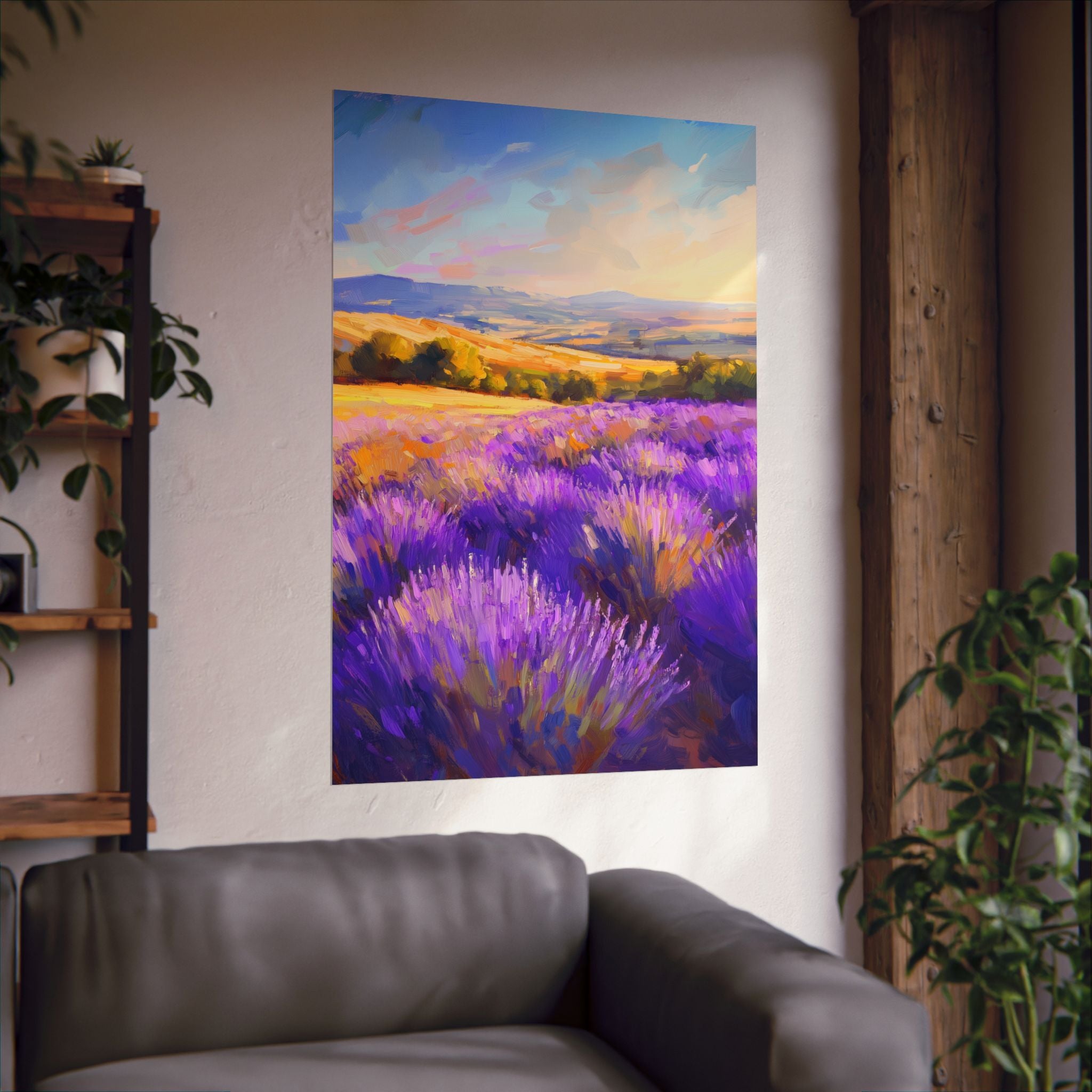 Impressionist Lavender Fields Poster Wall Art - SynthFrame