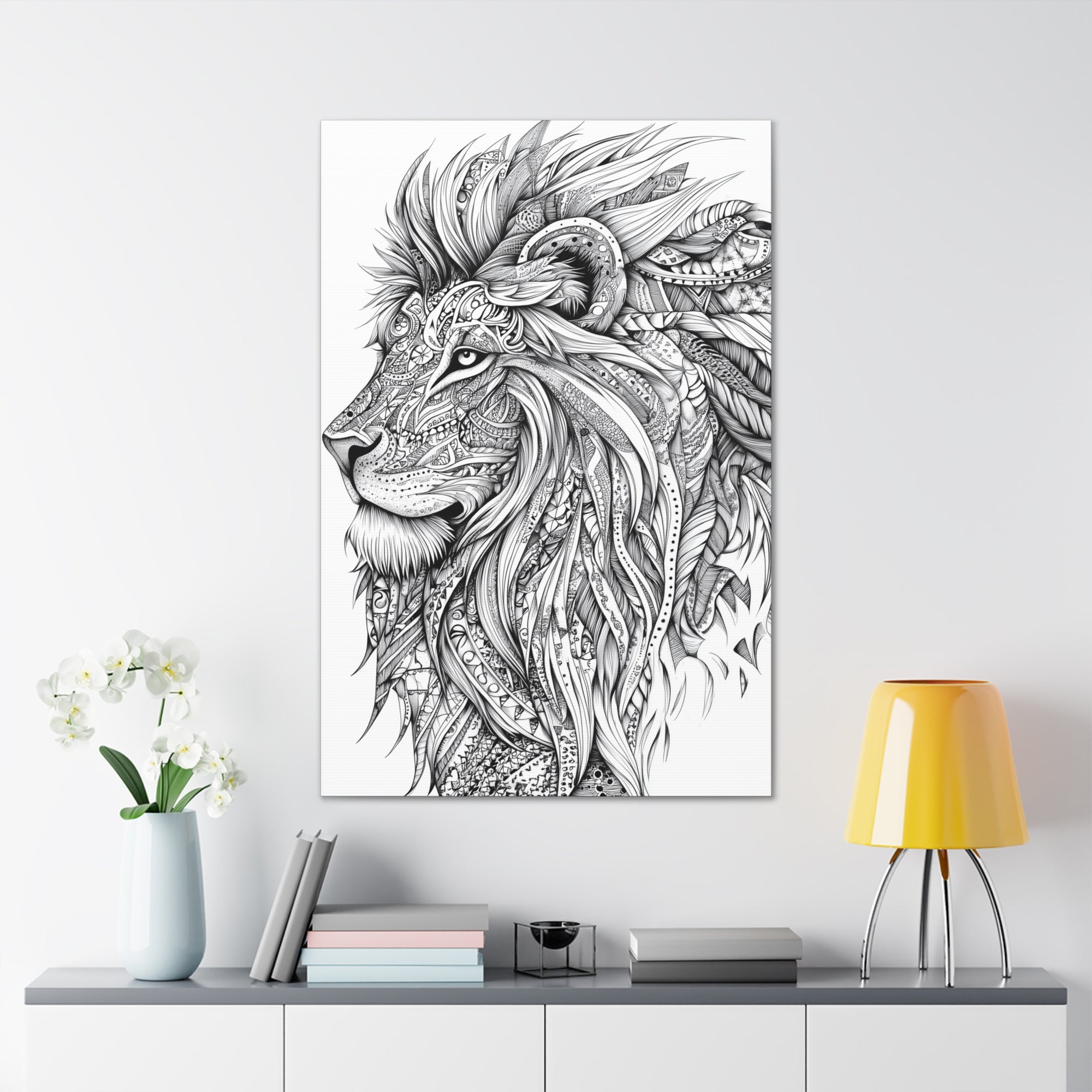 Zentangle Lion Canvas Wall Art - SynthFrame