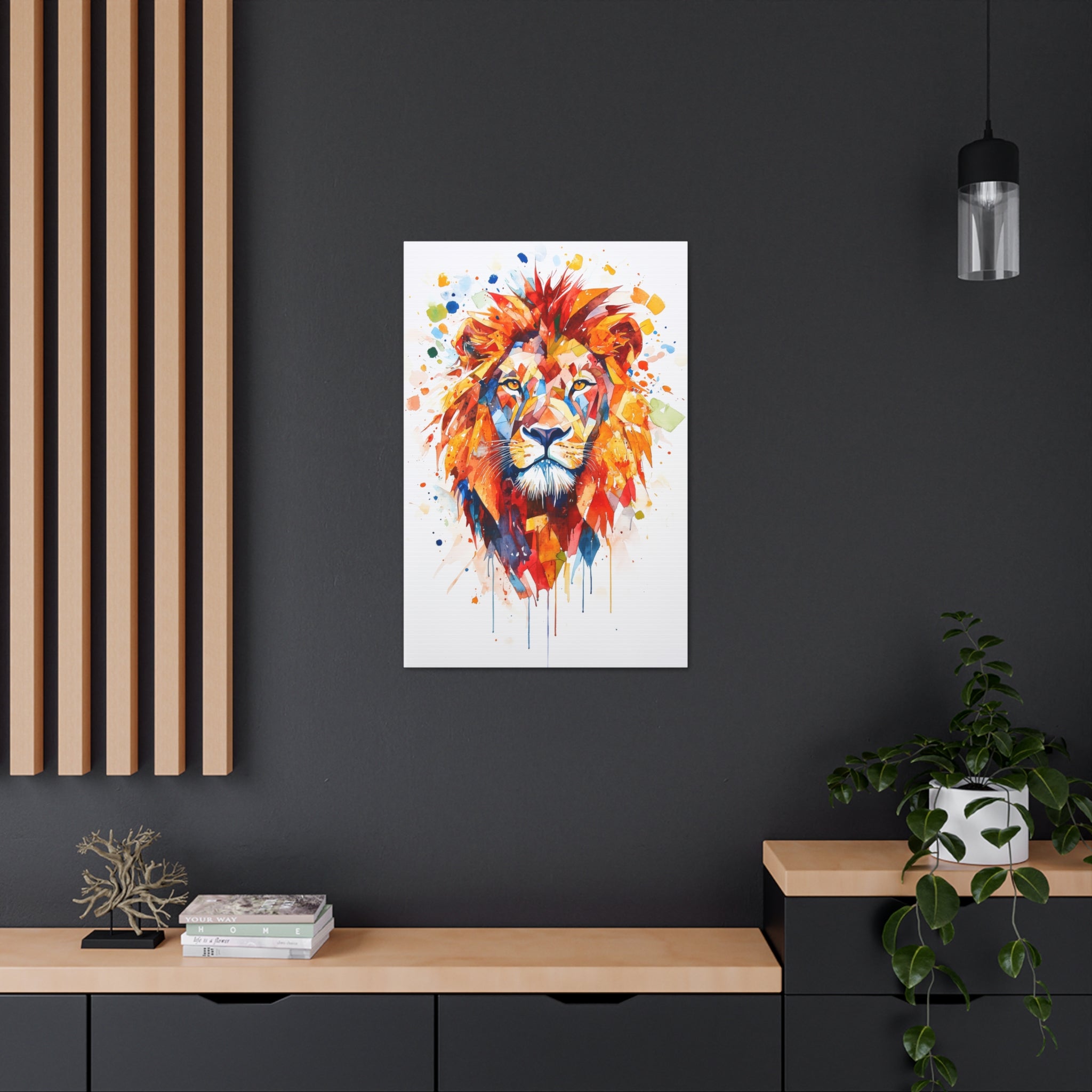 Watercolor Lion Canvas Wall Art - SynthFrame