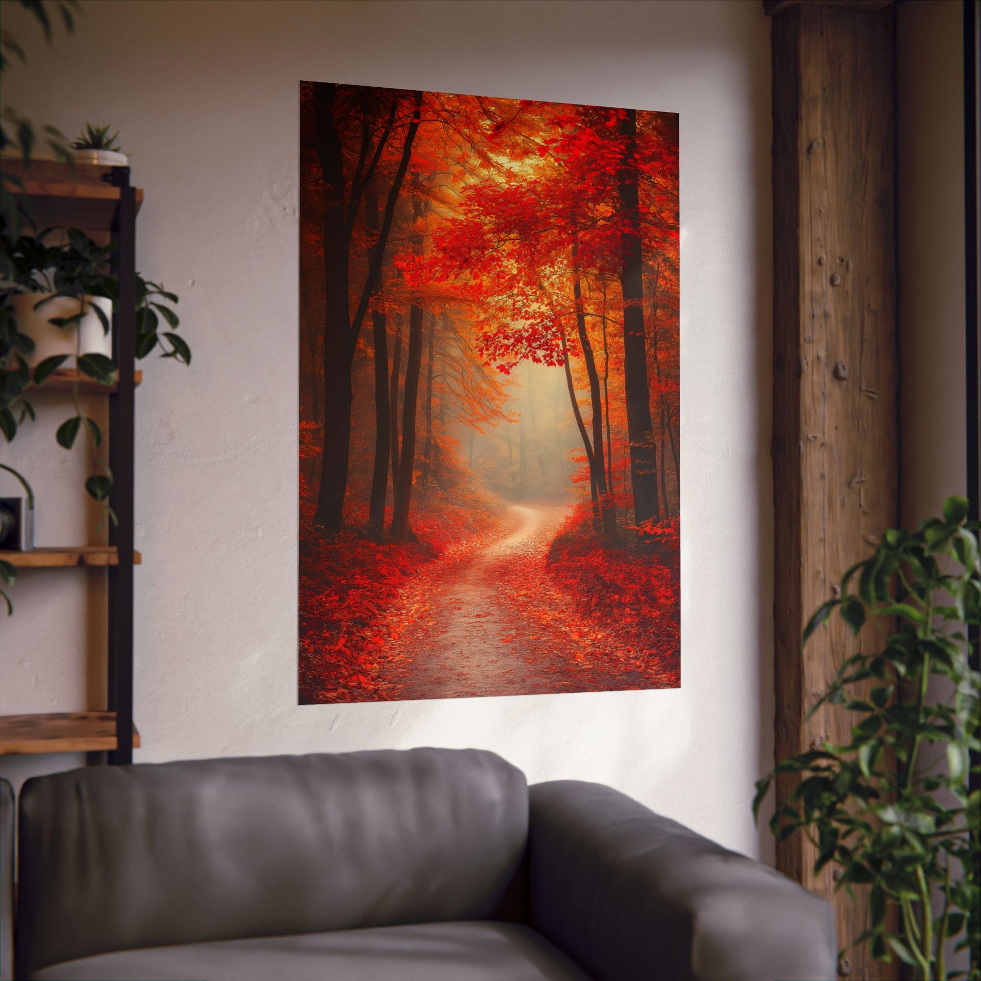 Autumn Forest Path Poster Wall Art - SynthFrame