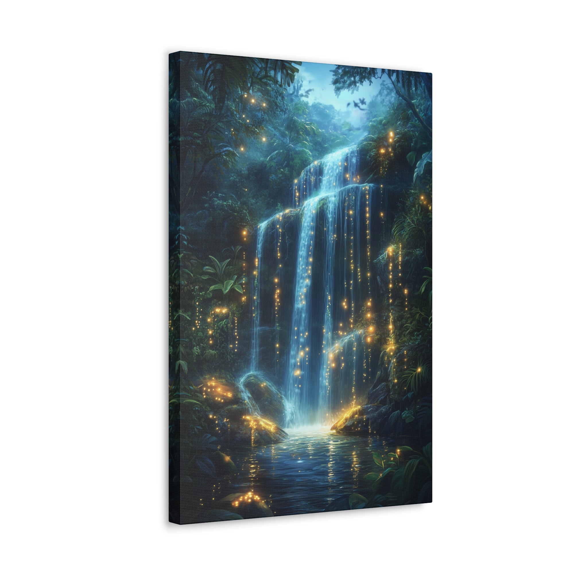 Enchanted Waterfall Oasis Canvas Wall Art - SynthFrame