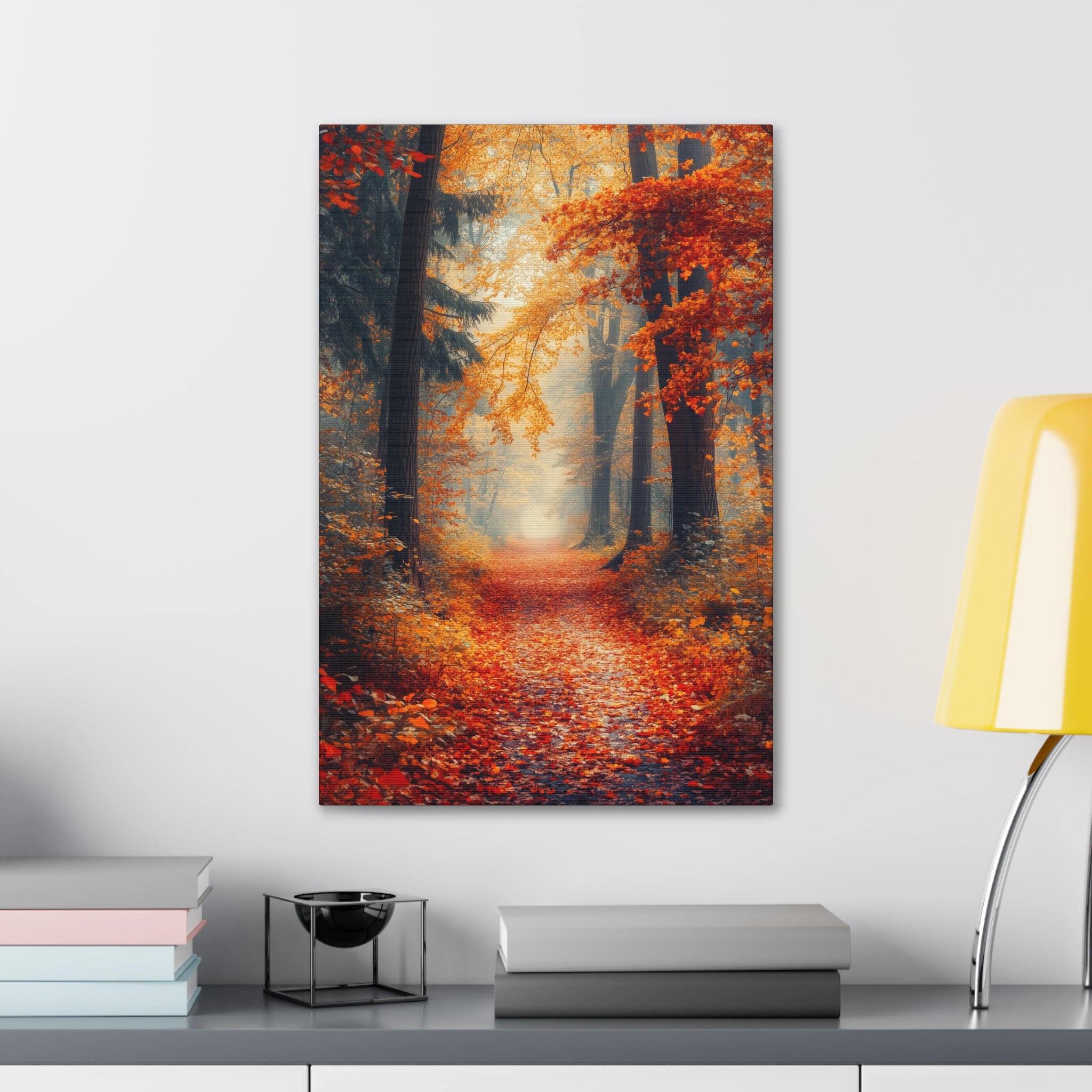 Autumn Forest Path Canvas Wall Art - SynthFrame