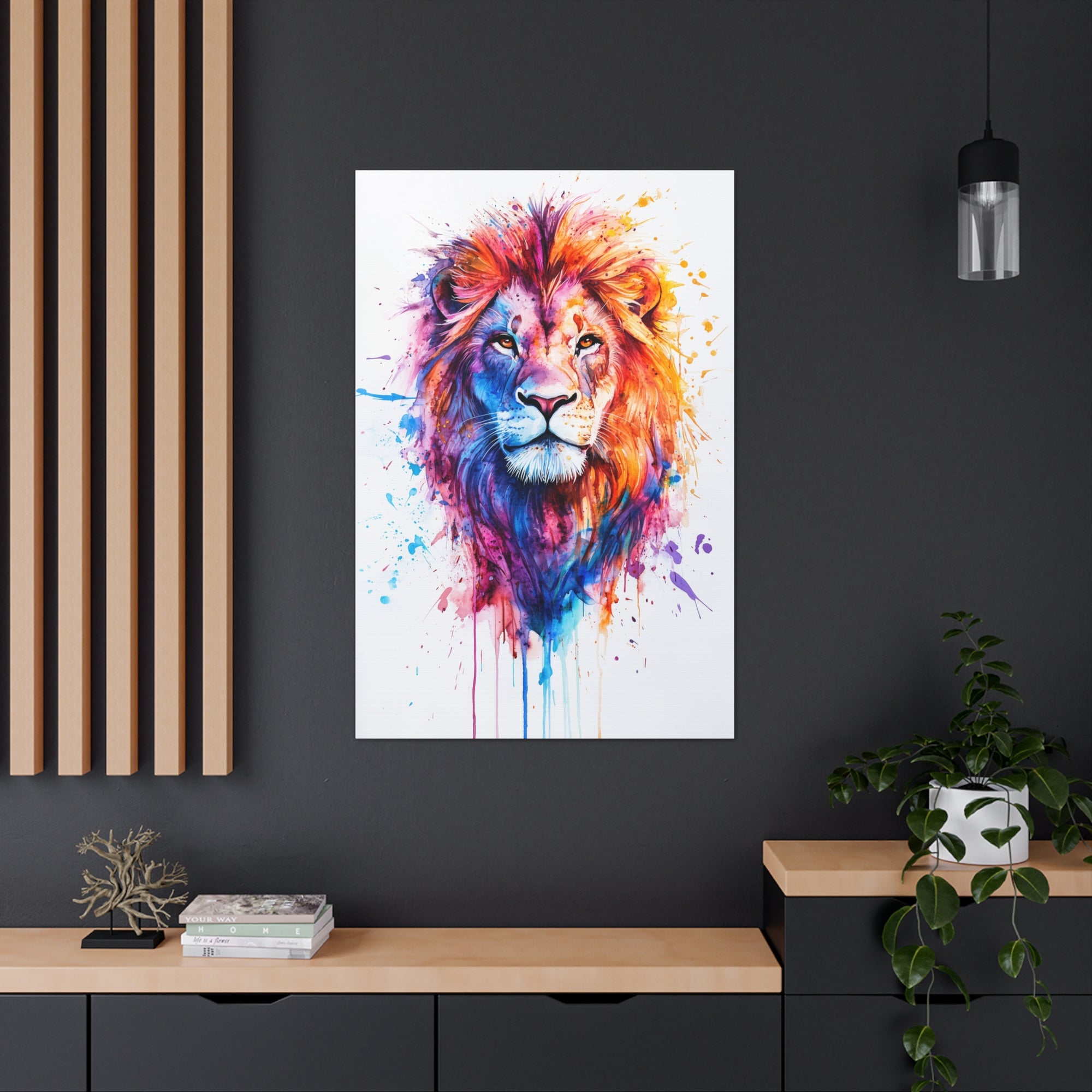 Watercolor Lion Canvas Wall Art - SynthFrame