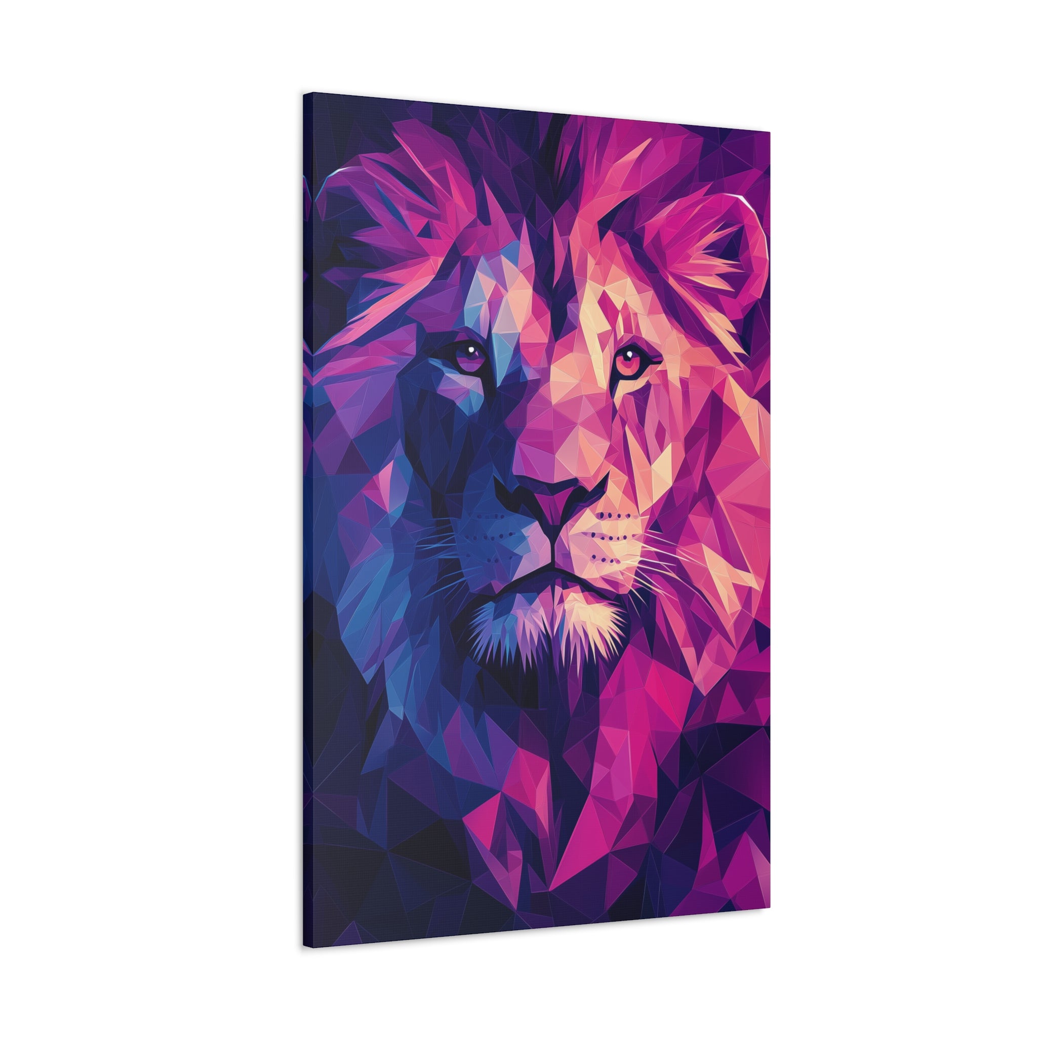 Neon Lion Canvas Wall Art - SynthFrame