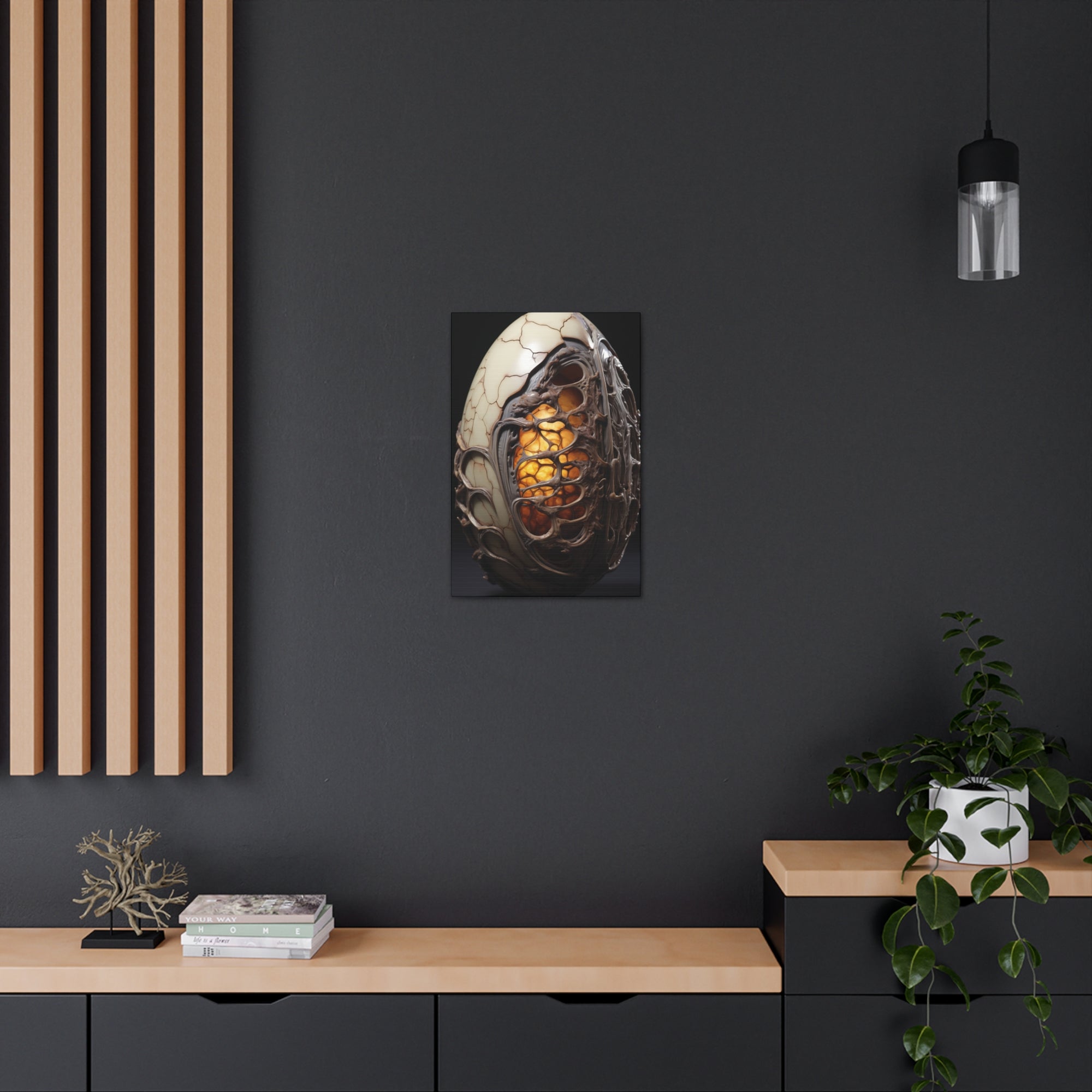 White Alien Egg 10 Canvas Wall Art - SynthFrame