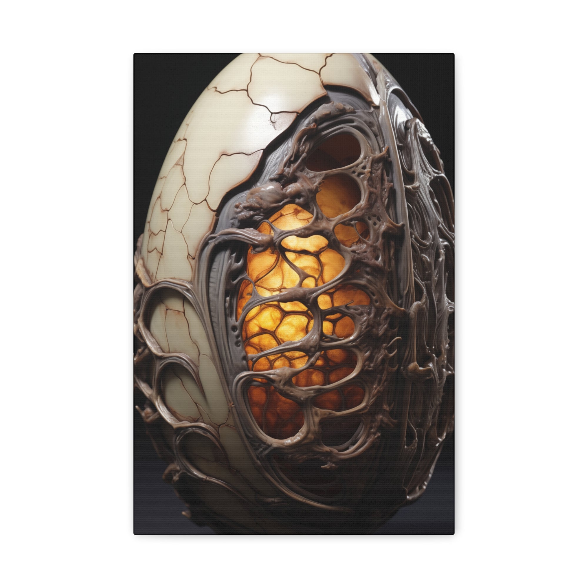 White Alien Egg 10 Canvas Wall Art - SynthFrame