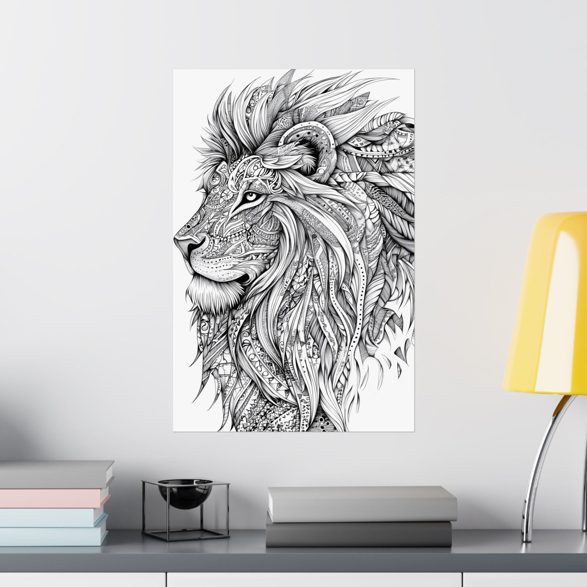 Zentangle Lion Poster